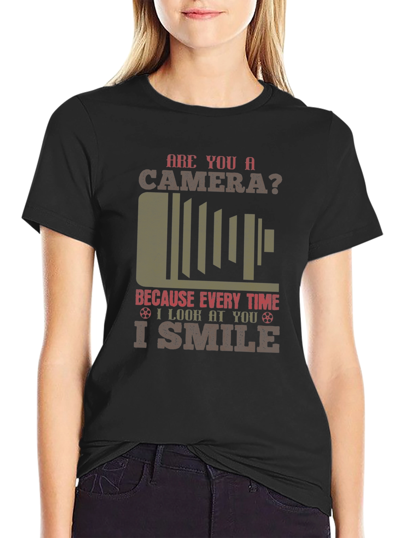 Camera Smile Mens Graphic T-Shirt