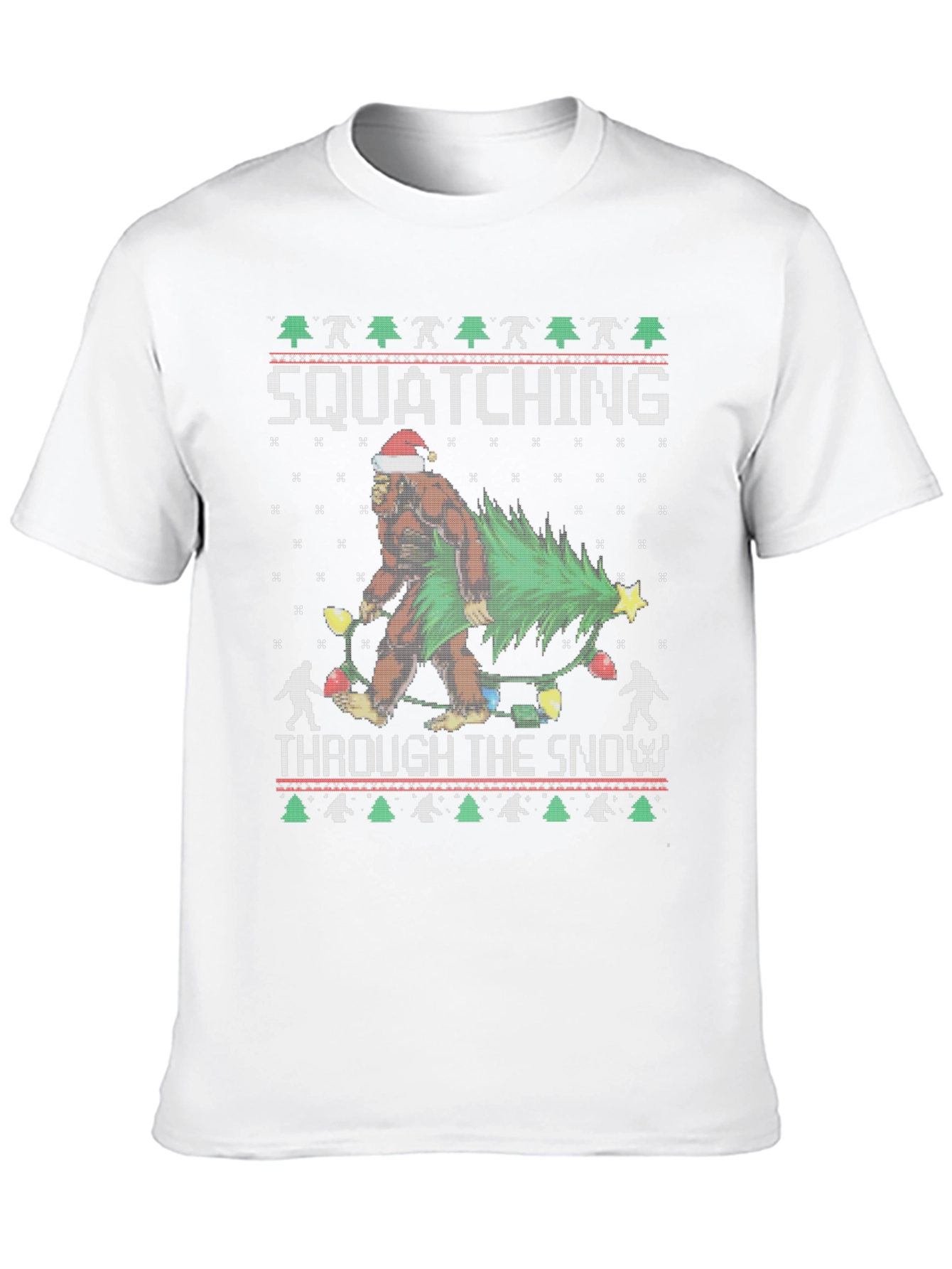 Squatching Through the Snow Ugly Christmas T-Shirt
