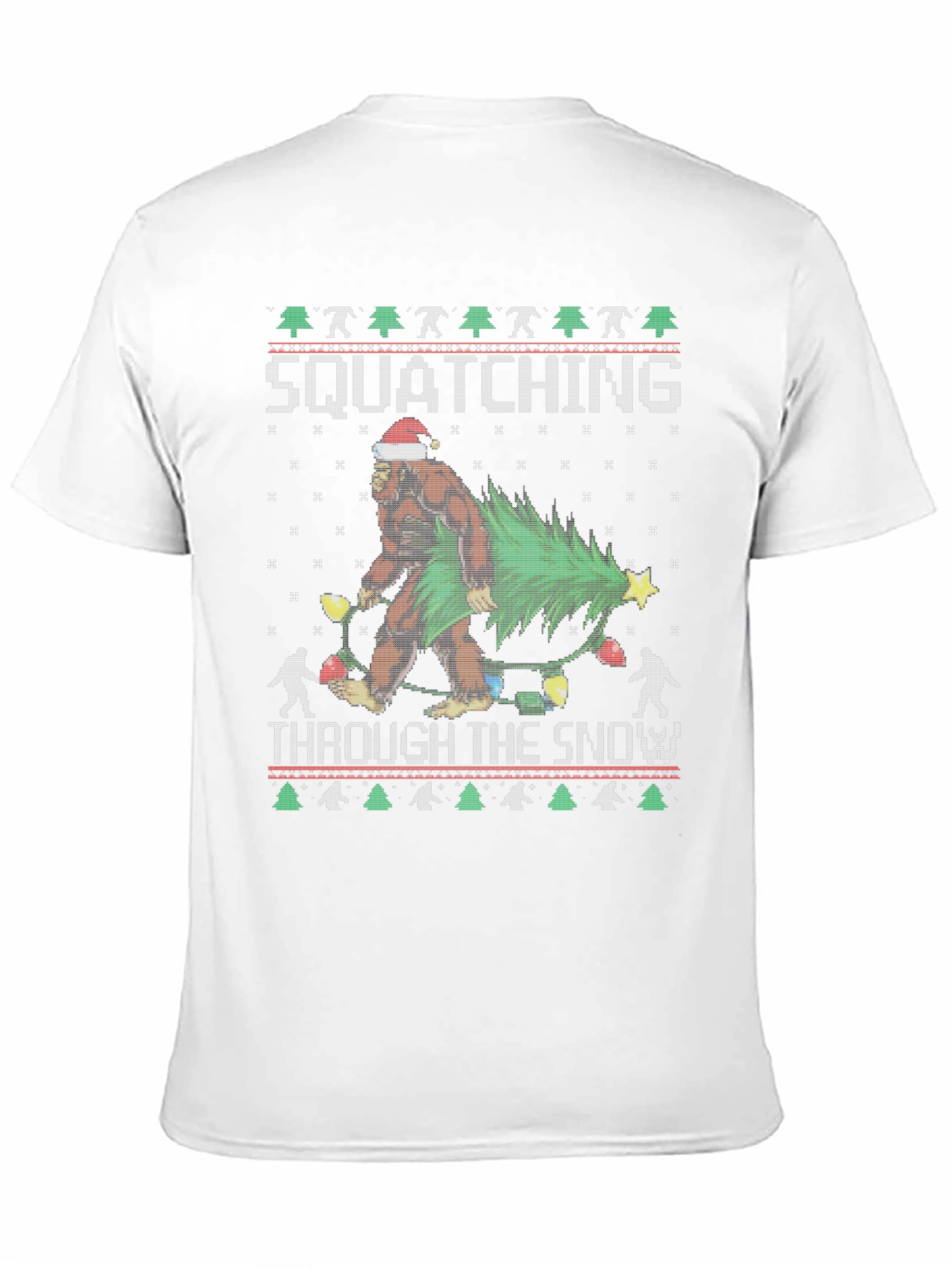 Squatching Through the Snow Ugly Christmas T-Shirt