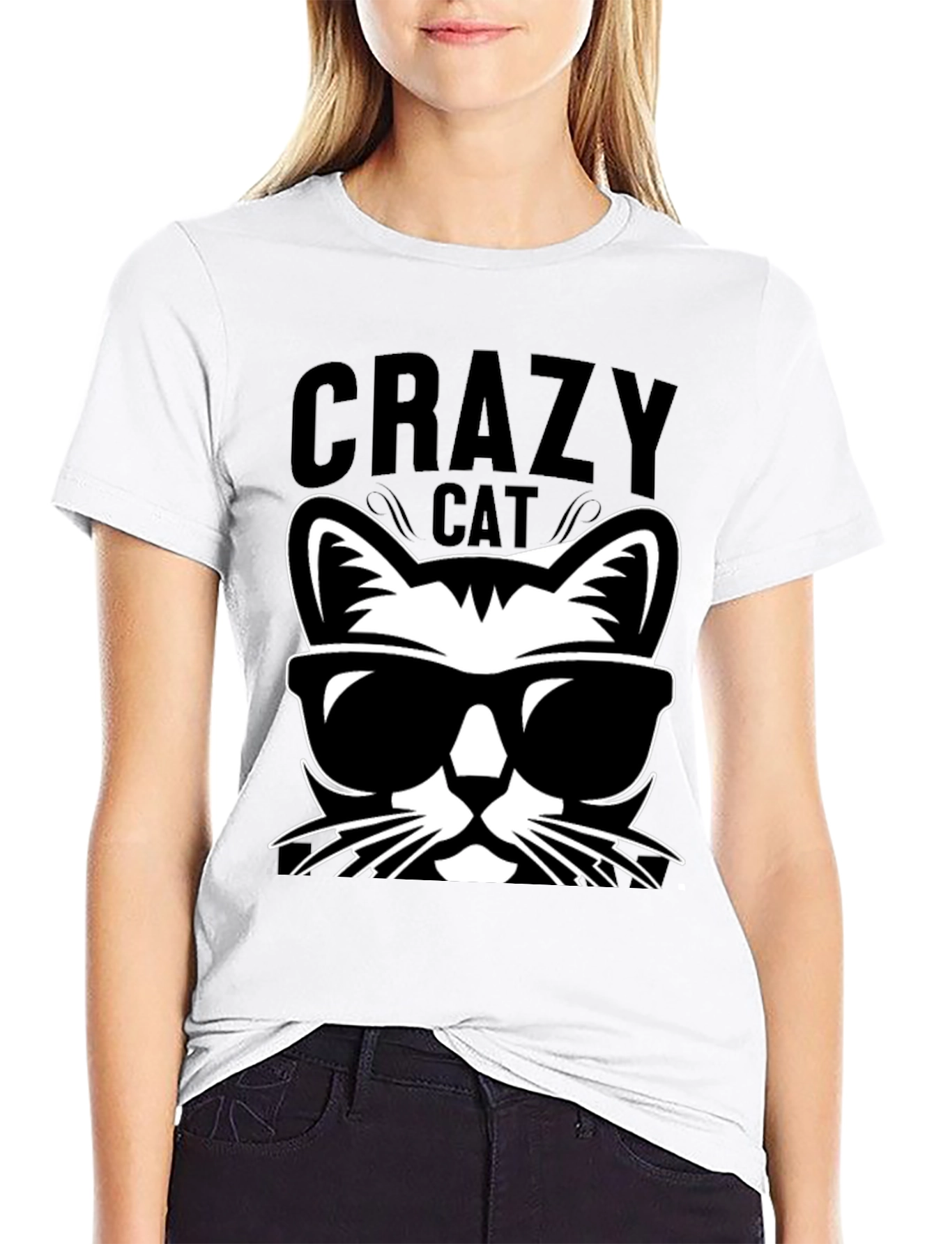 Crazy Cat Graphic Tee - Cool Cat T-Shirt
