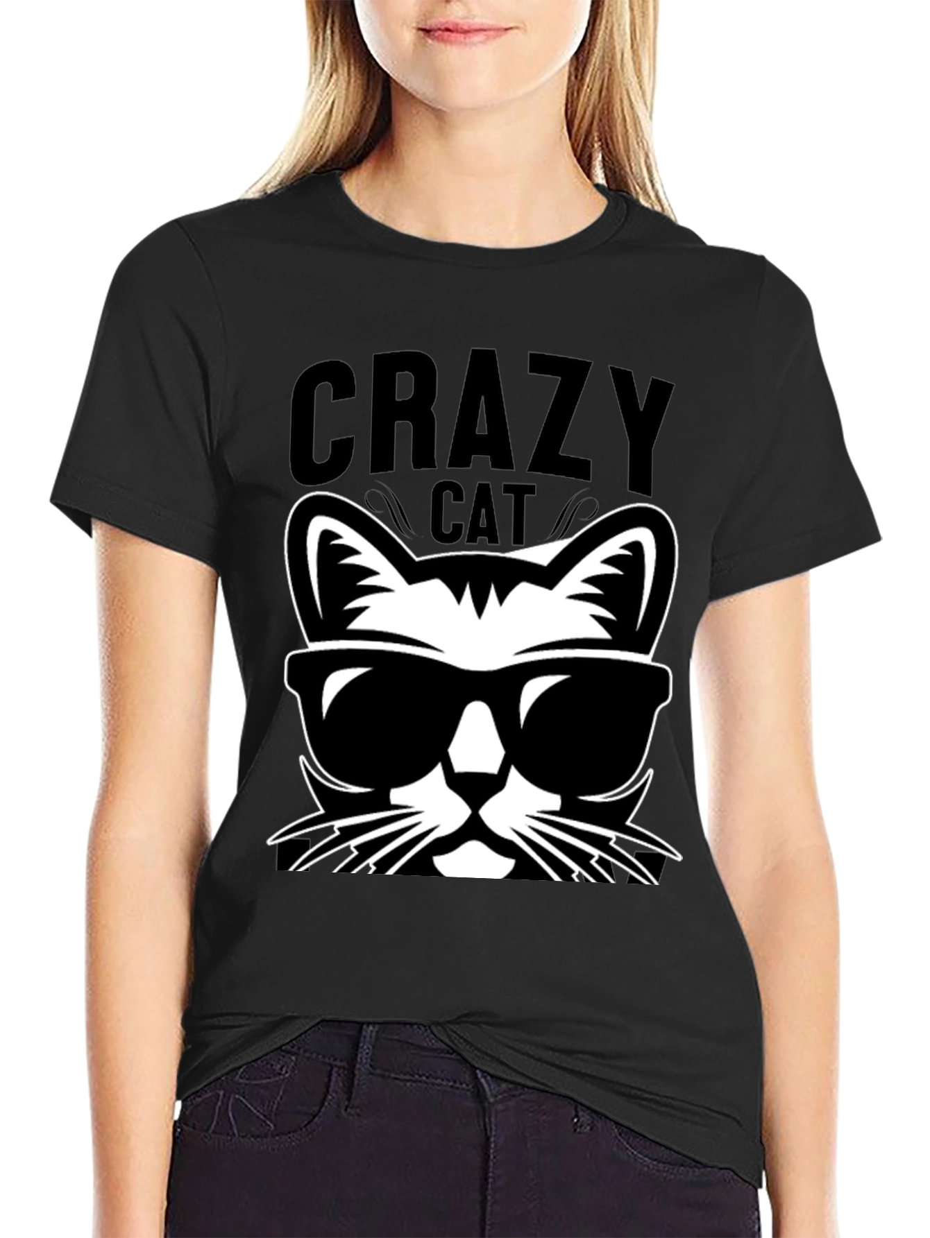 Crazy Cat Graphic Tee - Cool Cat T-Shirt