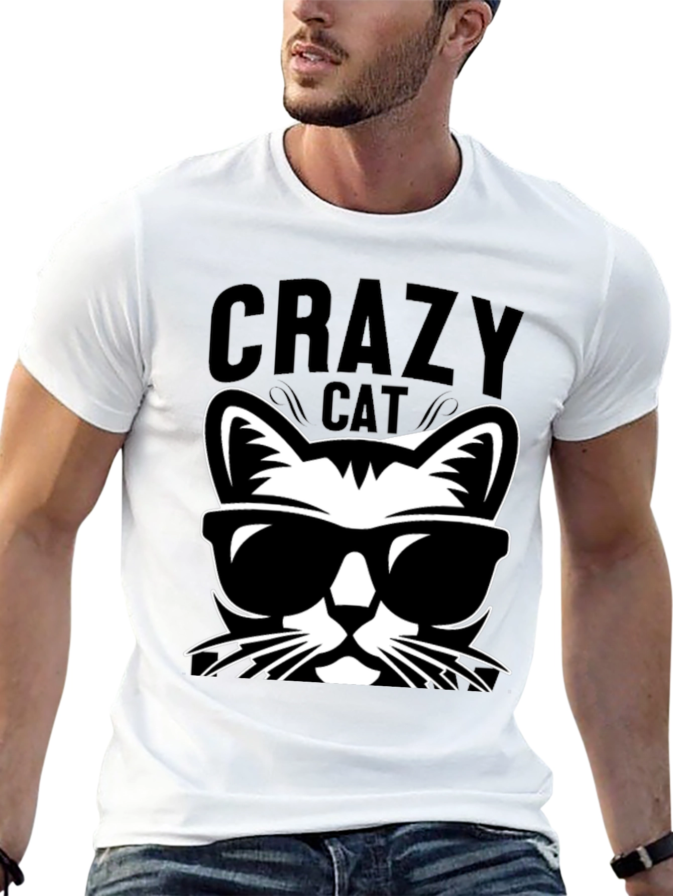 Crazy Cat Graphic Tee - Cool Cat T-Shirt