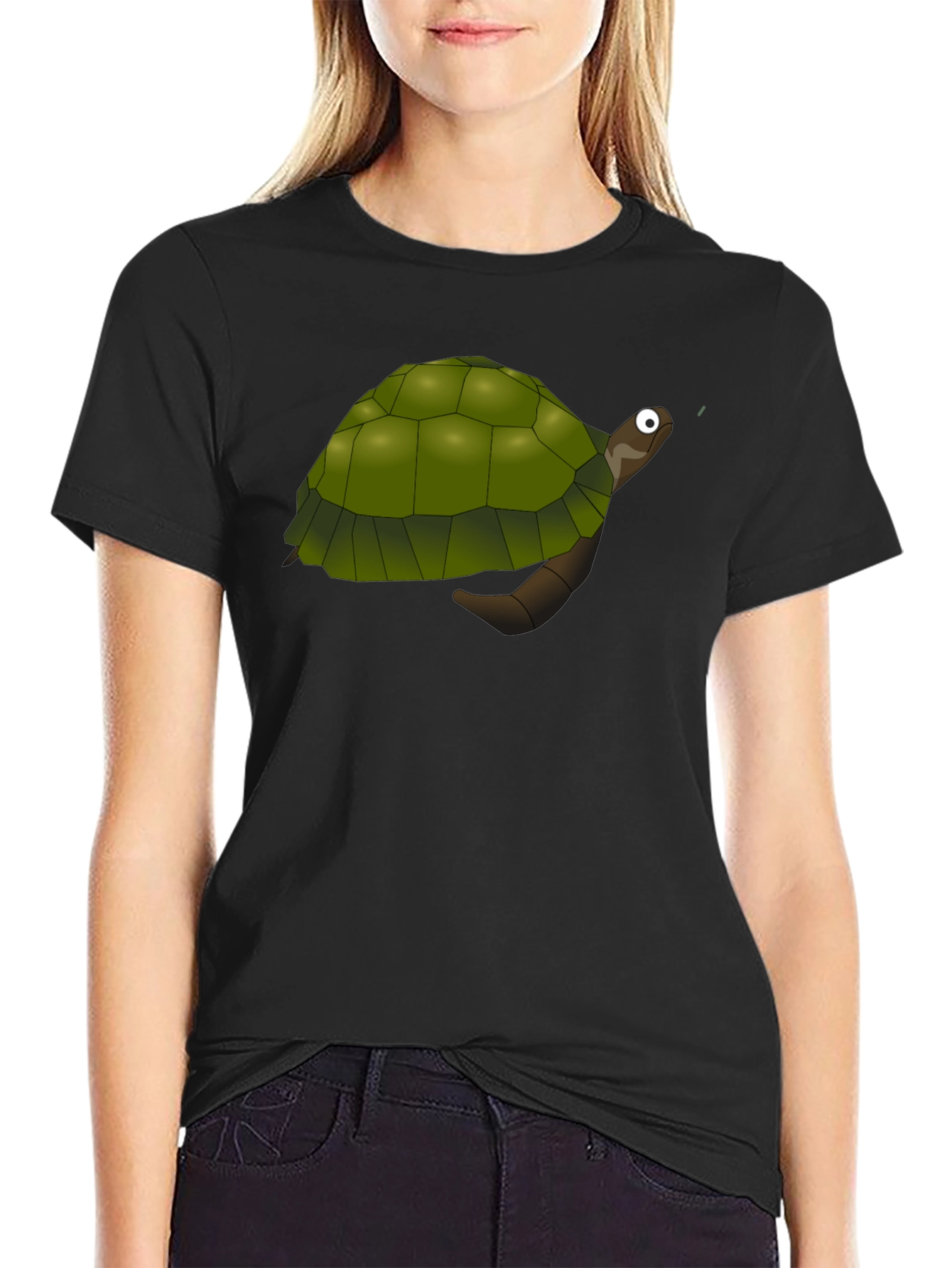 Turtle Graphic Tee - Black Cotton Comfort