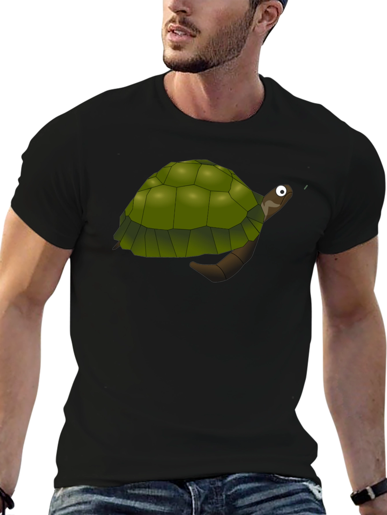 Turtle Graphic Tee - Black Cotton Comfort