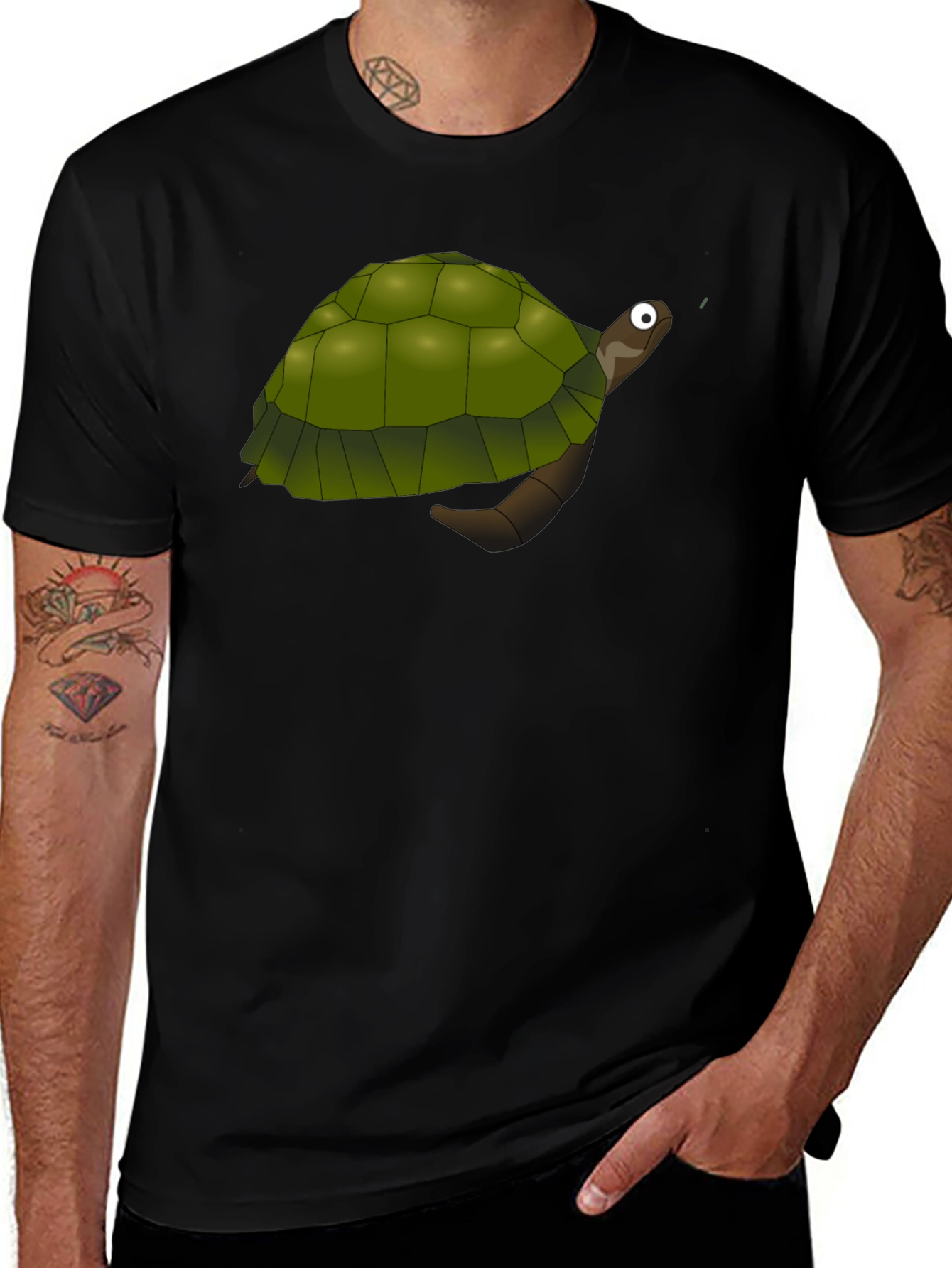 Turtle Graphic Tee - Black Cotton Comfort