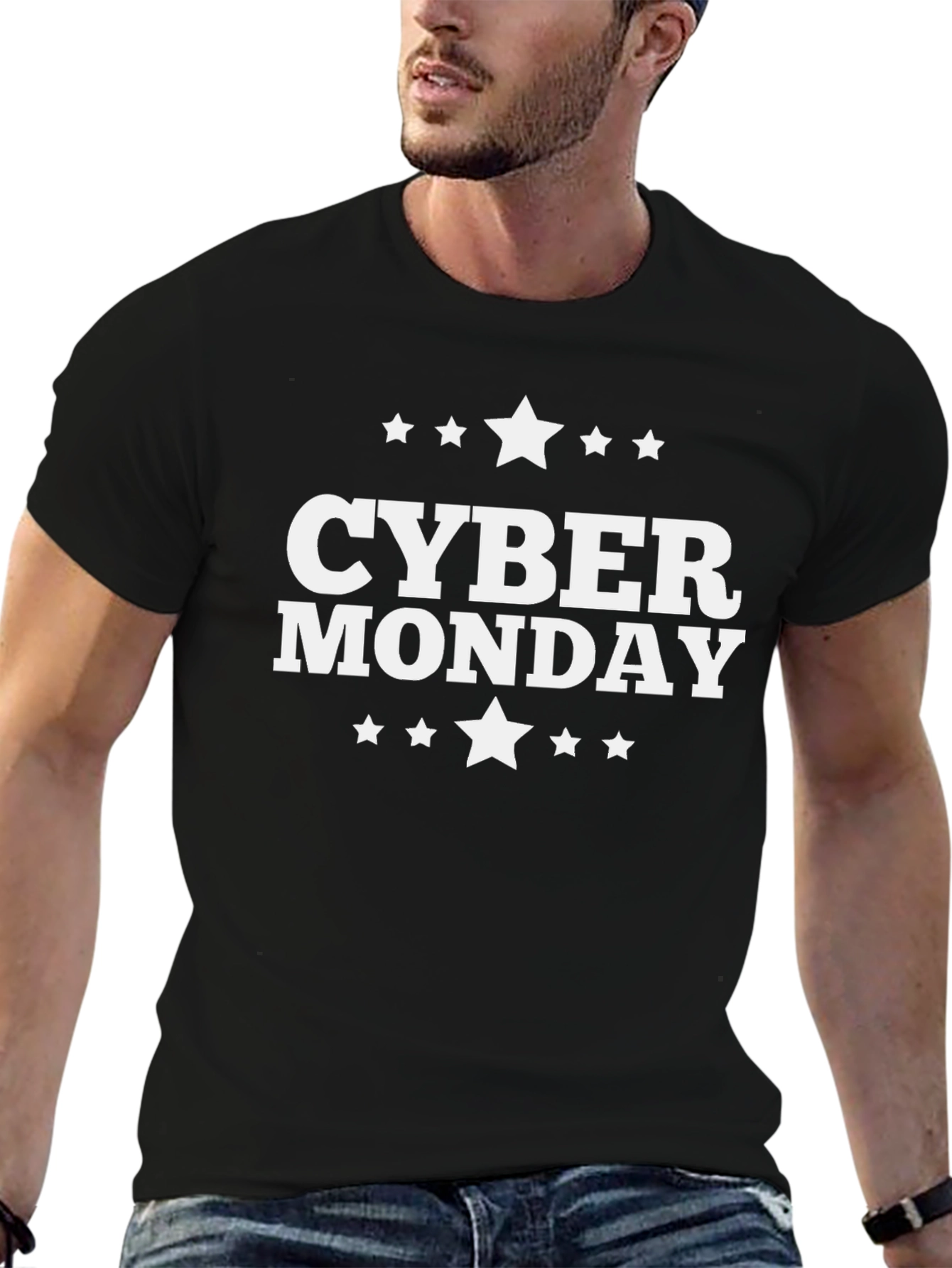 Cyber Monday T-Shirt - Black - Star Design