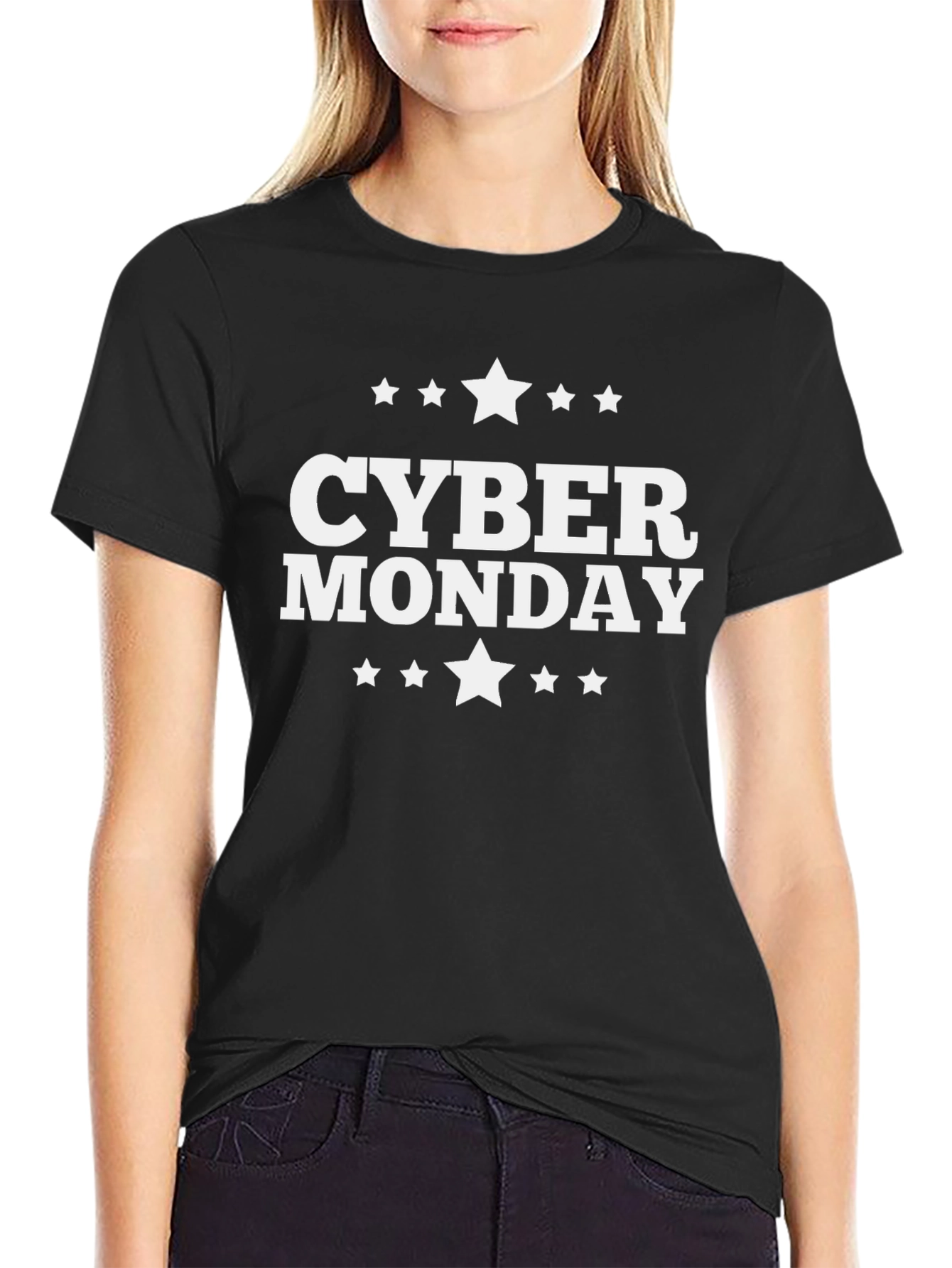 Cyber Monday T-Shirt - Black - Star Design