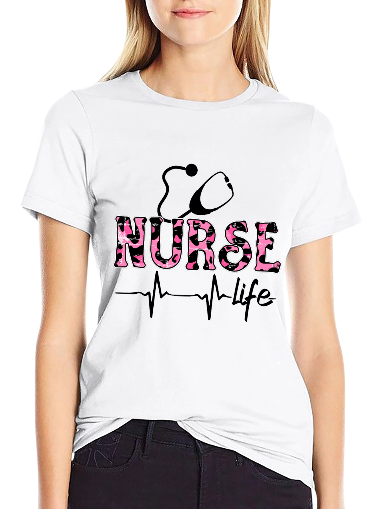 Nurse Life T-Shirt - Stethoscope Graphic Print