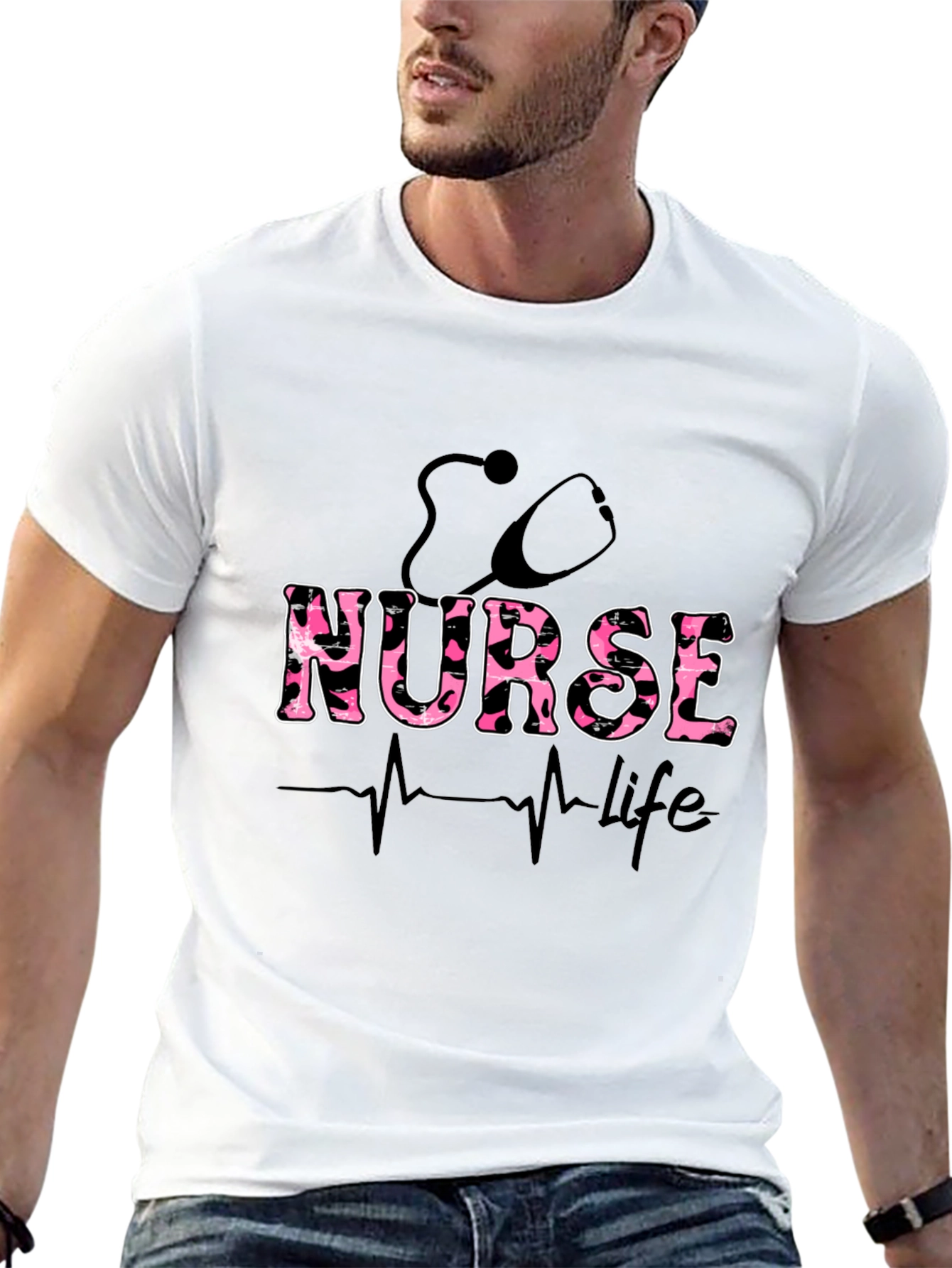 Nurse Life T-Shirt - Stethoscope Graphic Print
