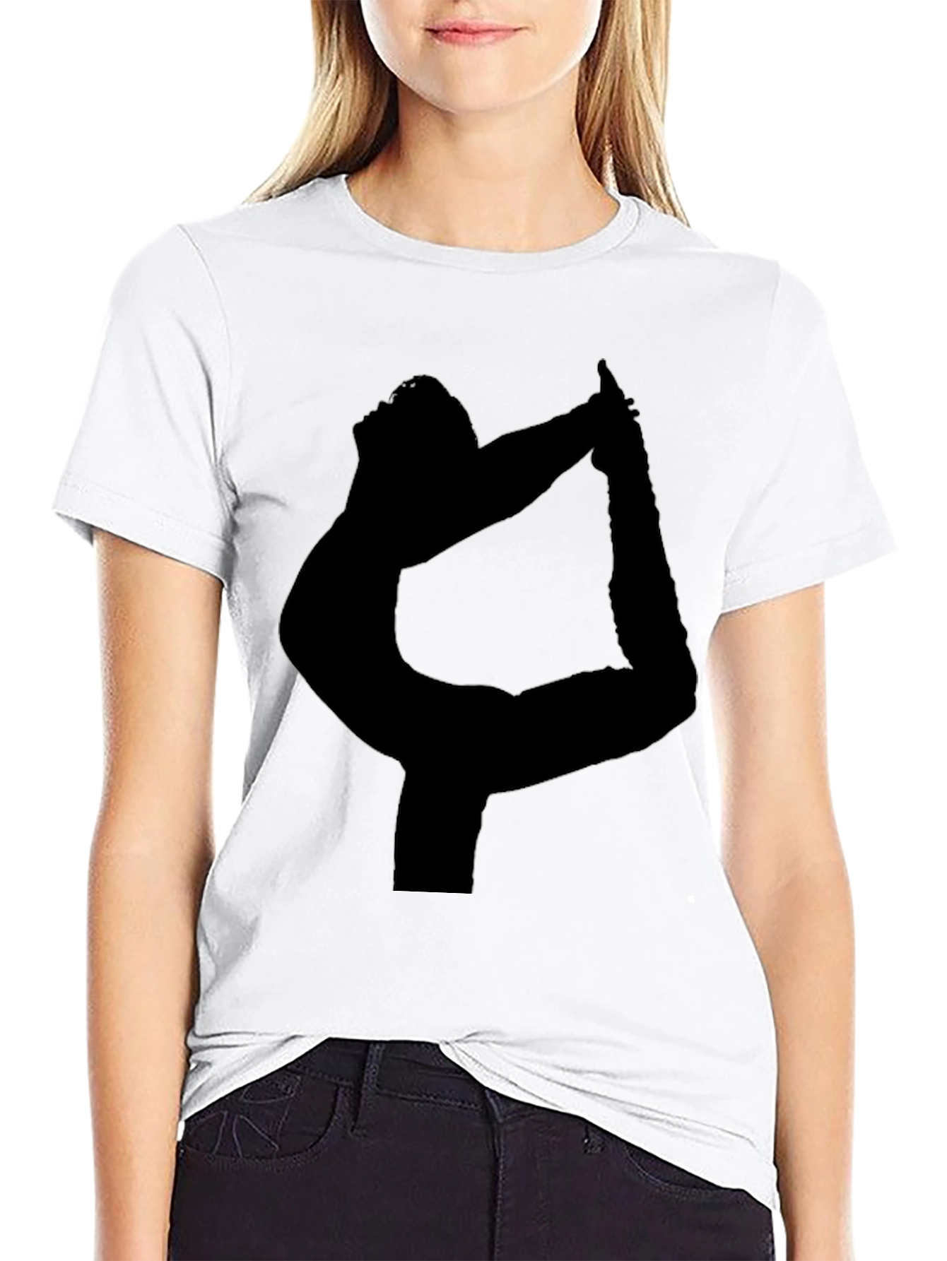 Yoga Silhouette Graphic Tee - Black Cotton T-Shirt