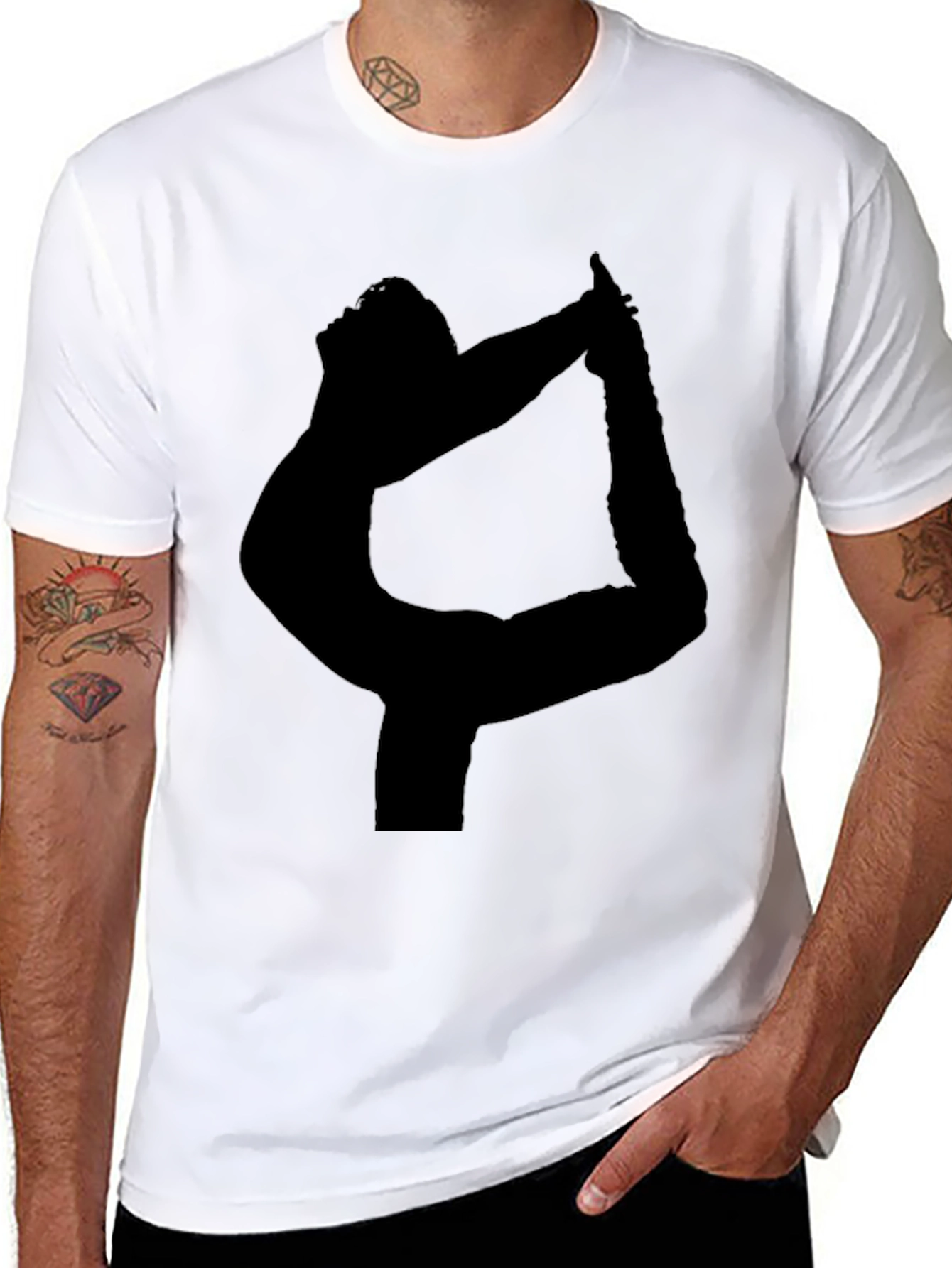 Yoga Silhouette Graphic Tee - Black Cotton T-Shirt