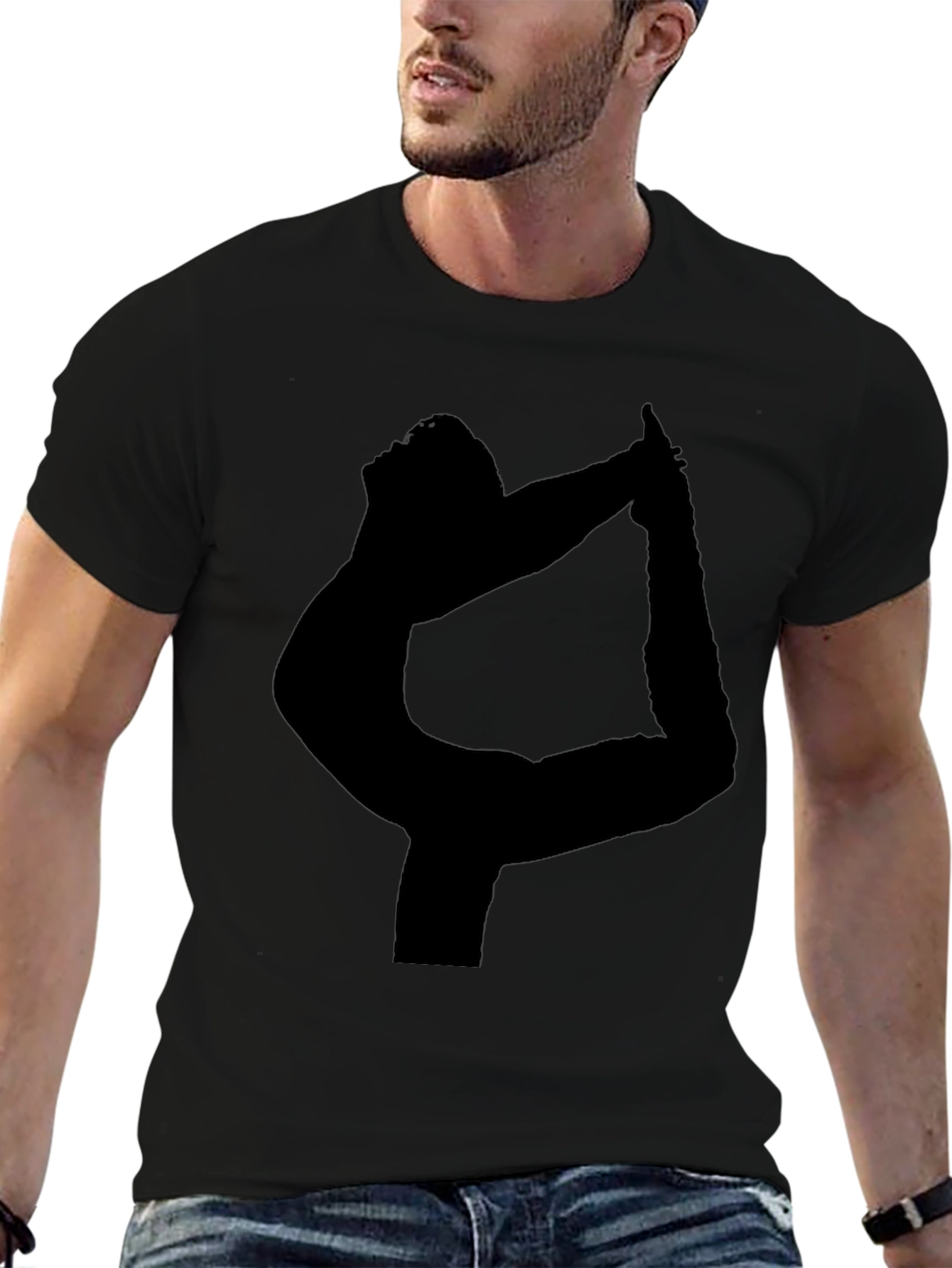 Yoga Silhouette Graphic Tee - Black Cotton T-Shirt