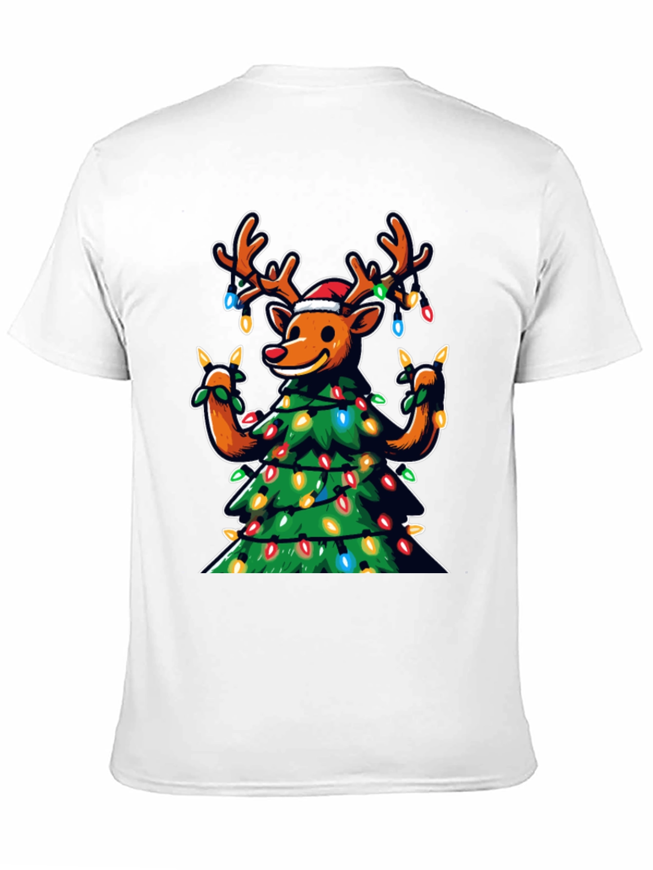 Festive Reindeer Christmas Tree Graphic Tee