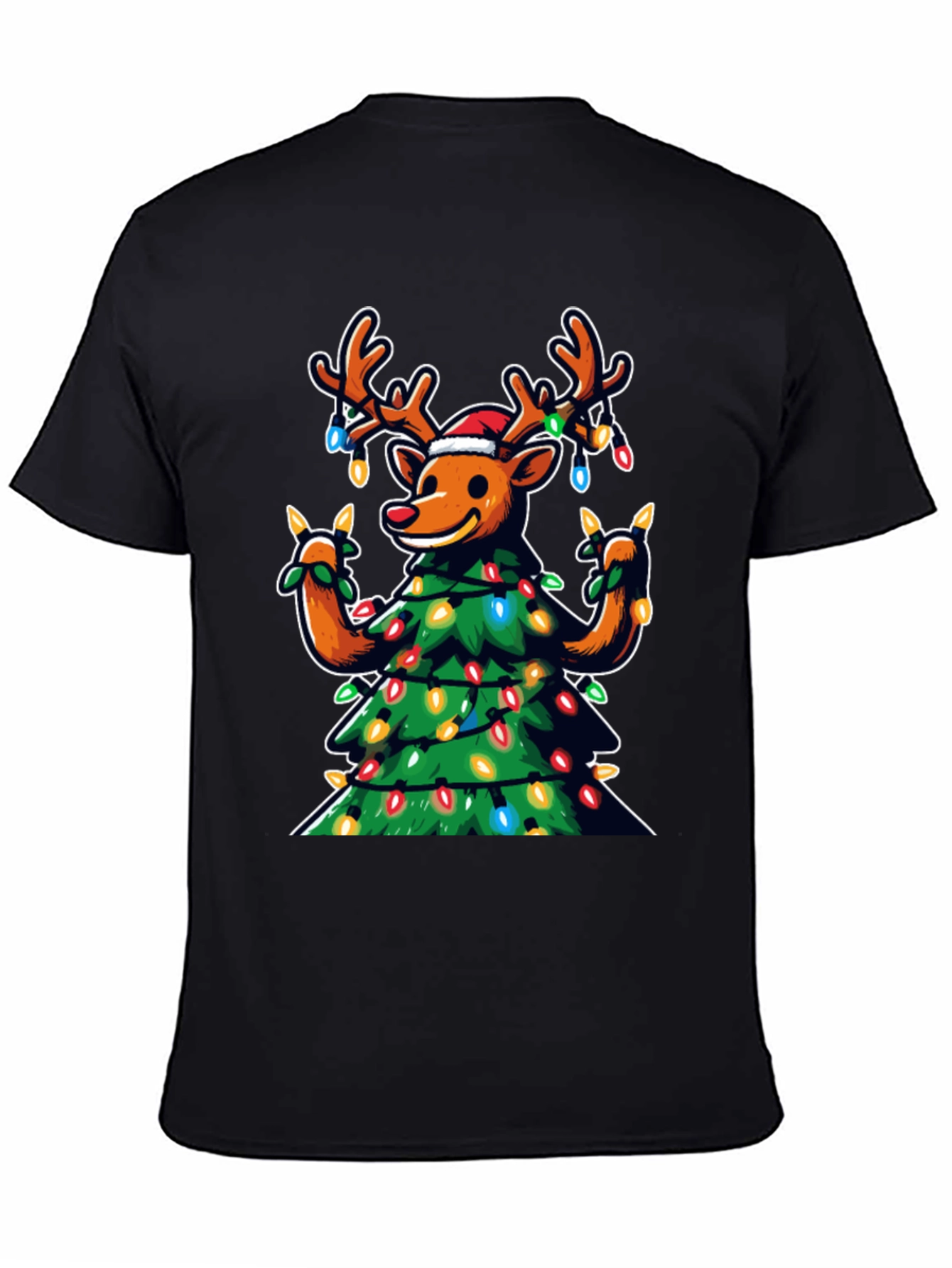 Festive Reindeer Christmas Tree Graphic Tee