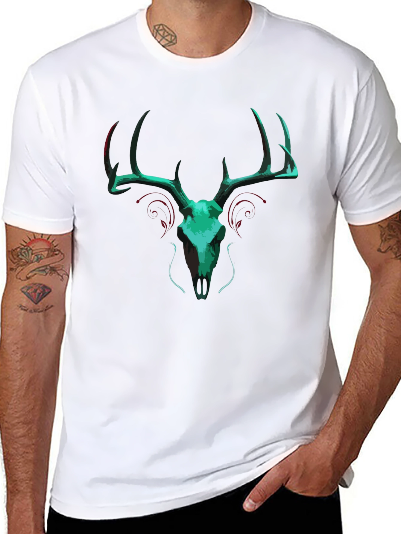 Deer Skull Graphic Print Tee
