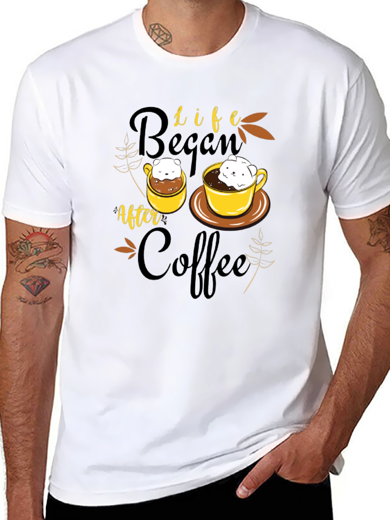 Life Began After Coffee T-Shirt Cute Bear in Mug