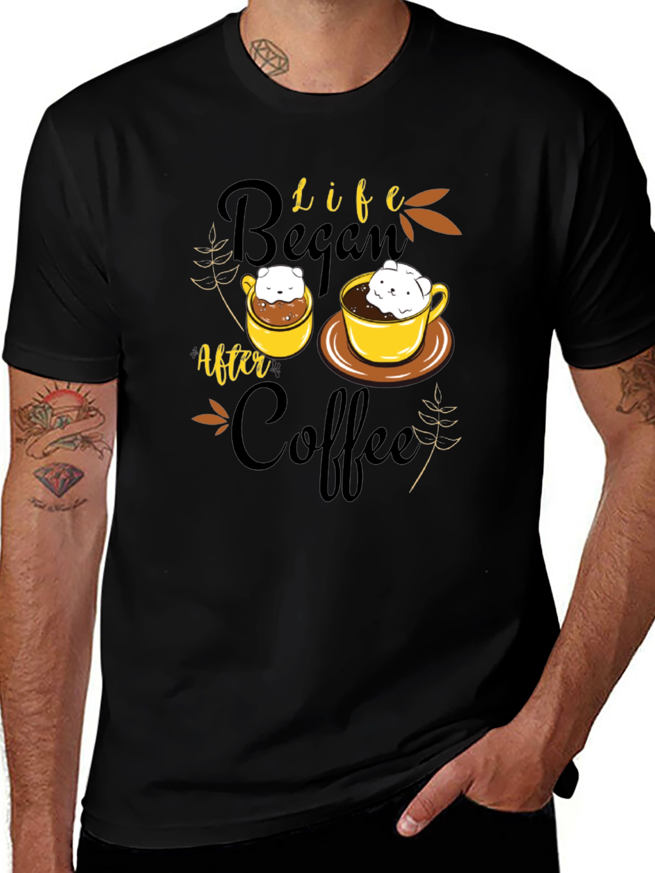 Life Began After Coffee T-Shirt Cute Bear in Mug