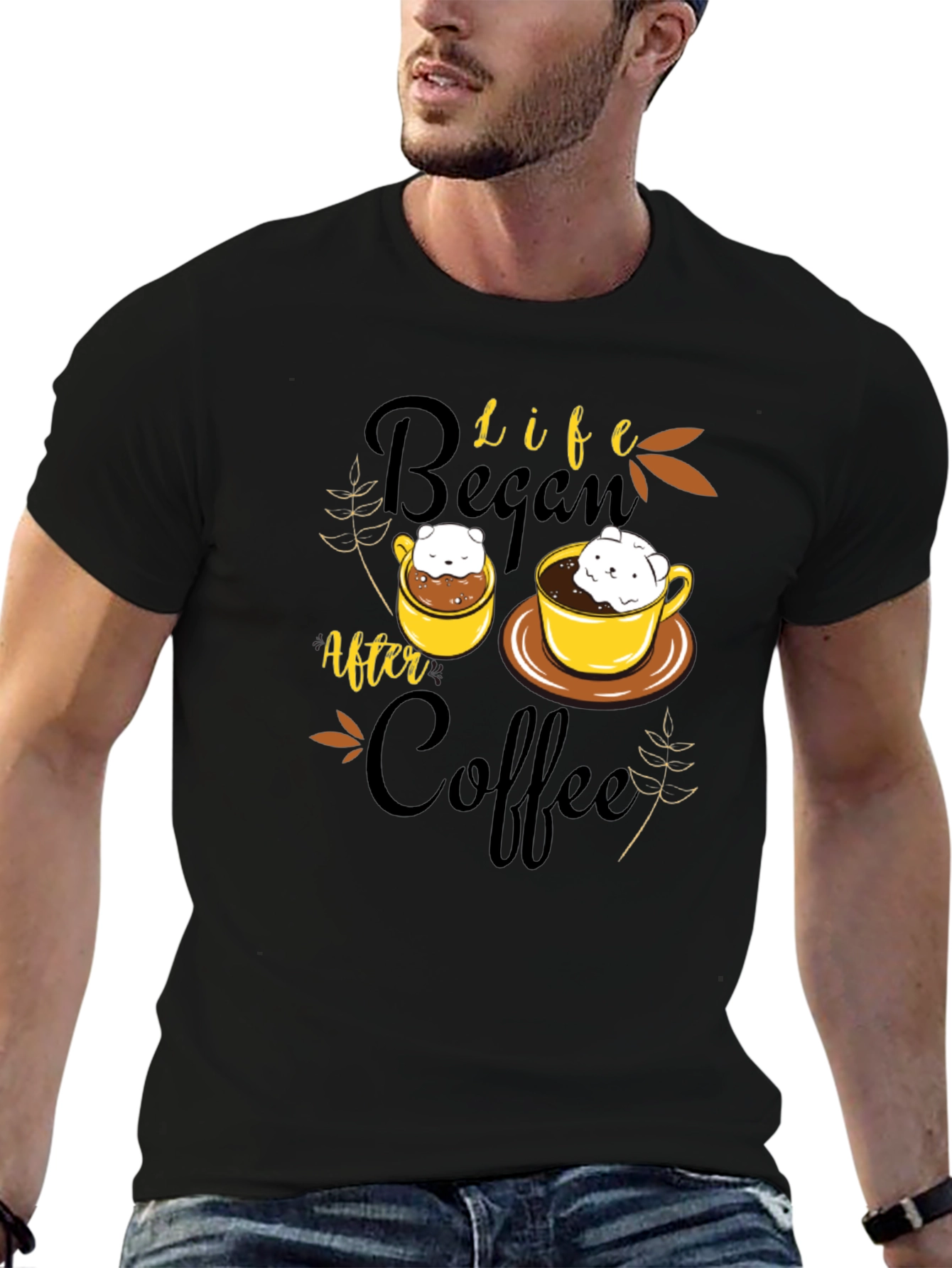 Life Began After Coffee T-Shirt Cute Bear in Mug