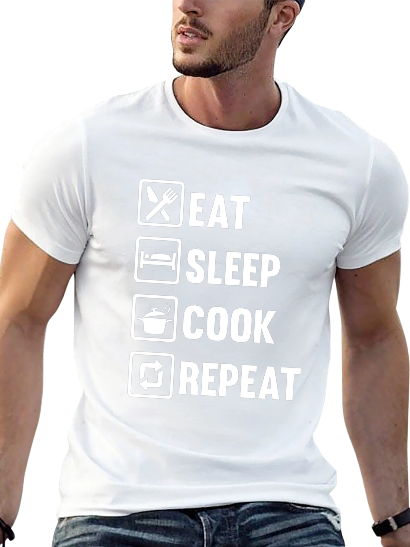 Eat Sleep Cook Repeat Funny Chef T-Shirt