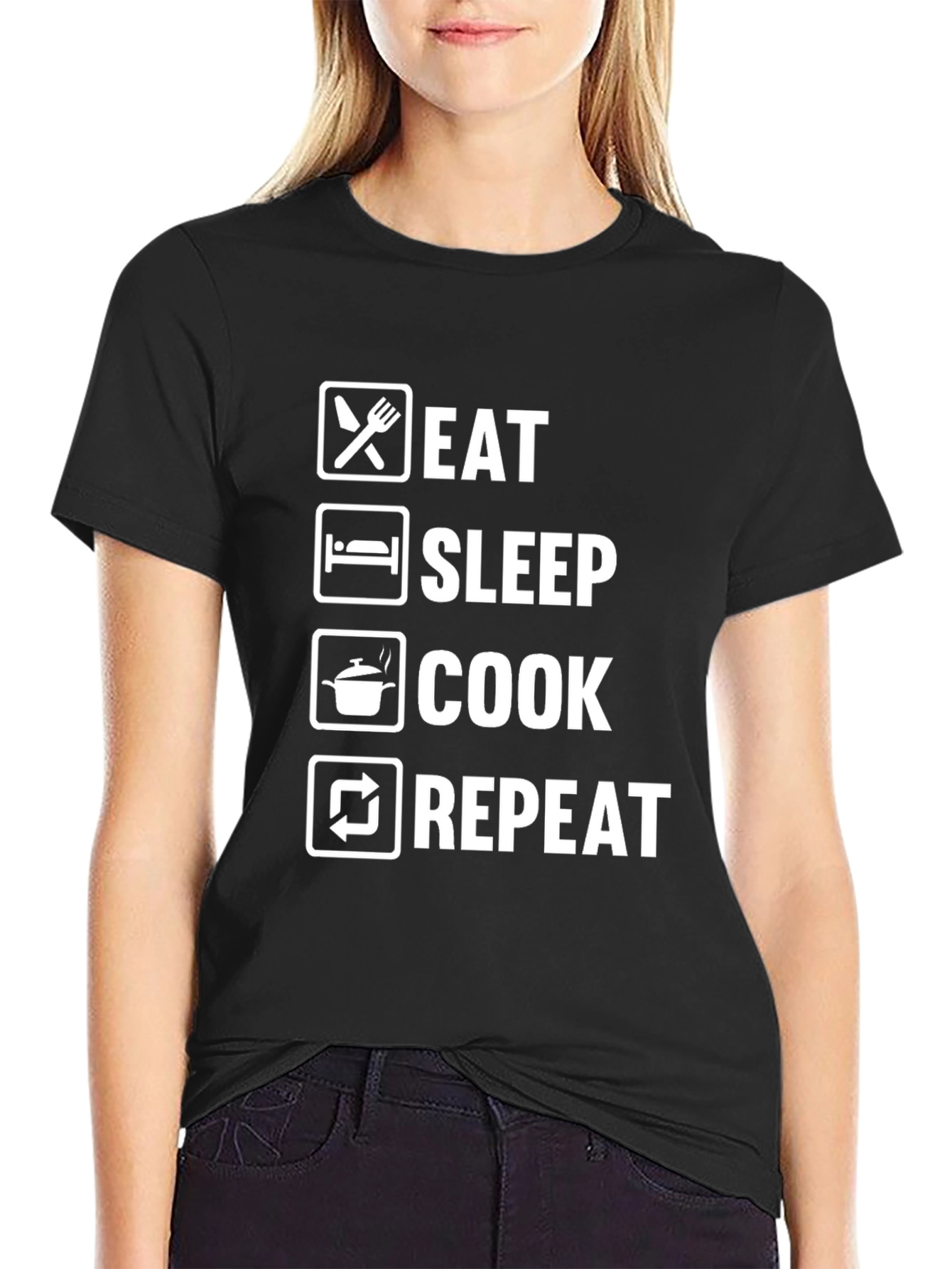 Eat Sleep Cook Repeat Funny Chef T-Shirt