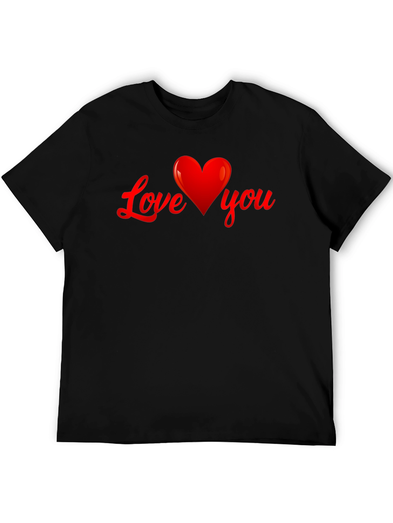 Love You Heart Graphic T-Shirt - Black