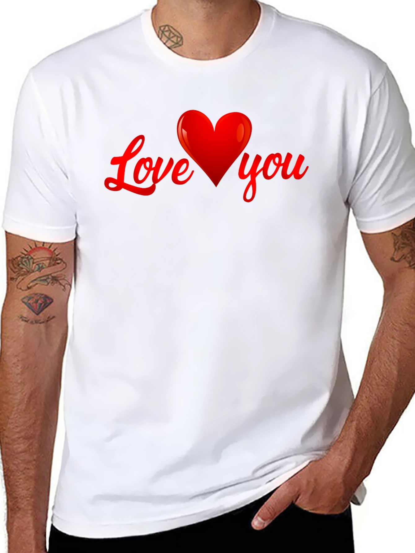 Love You Heart Graphic T-Shirt - Black
