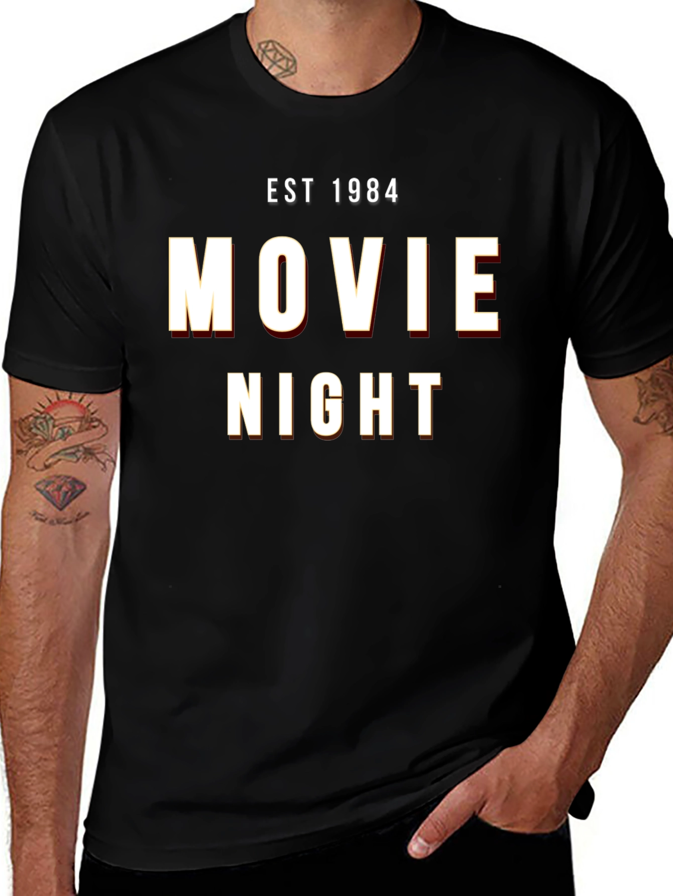 Movie Night EST 1984 Black Graphic Tee