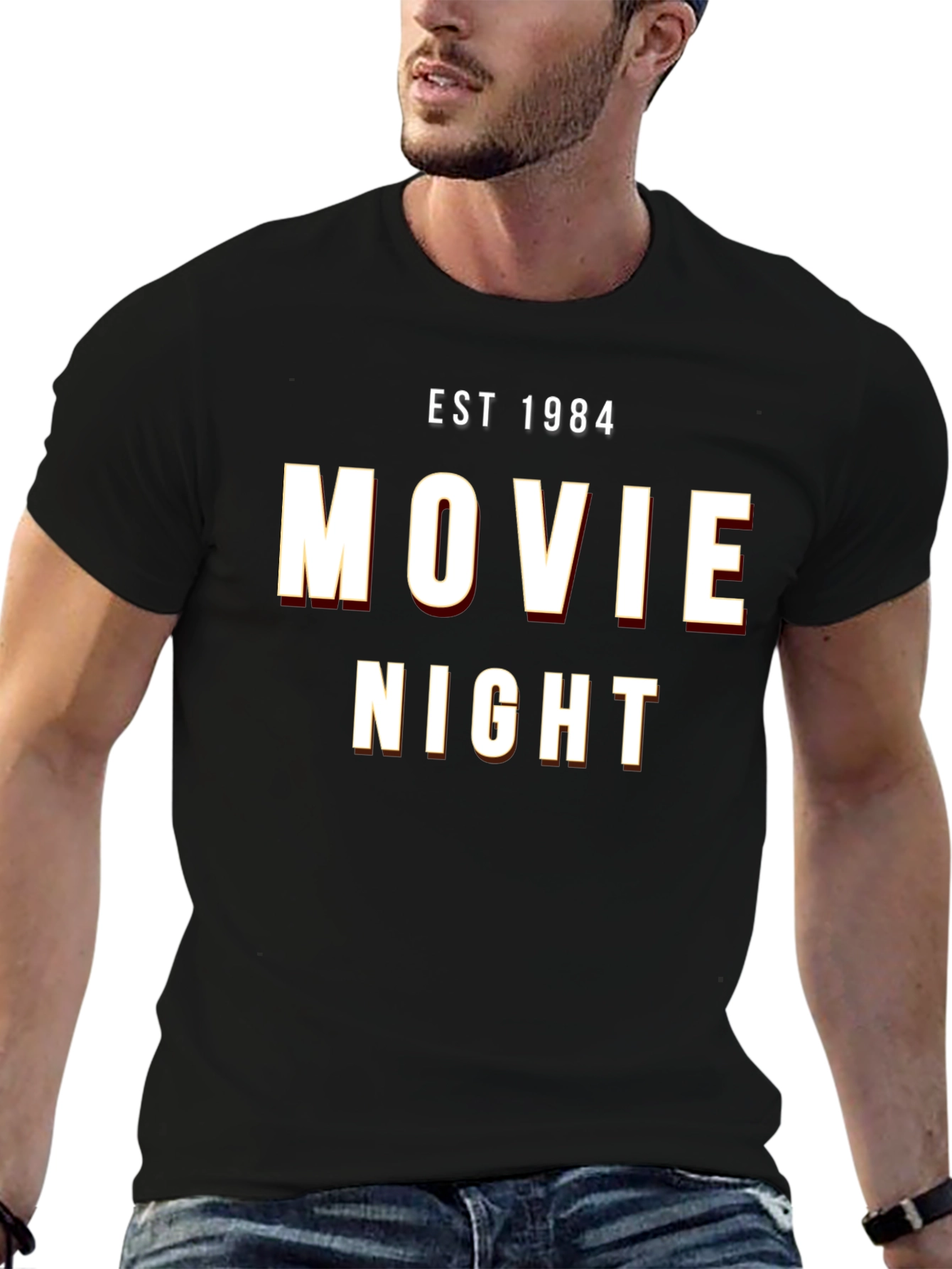 Movie Night EST 1984 Black Graphic Tee