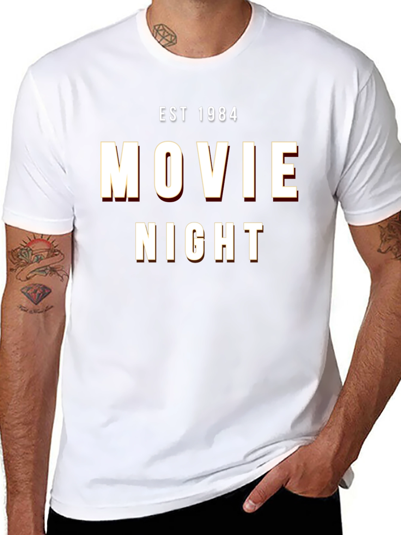 Movie Night EST 1984 Black Graphic Tee