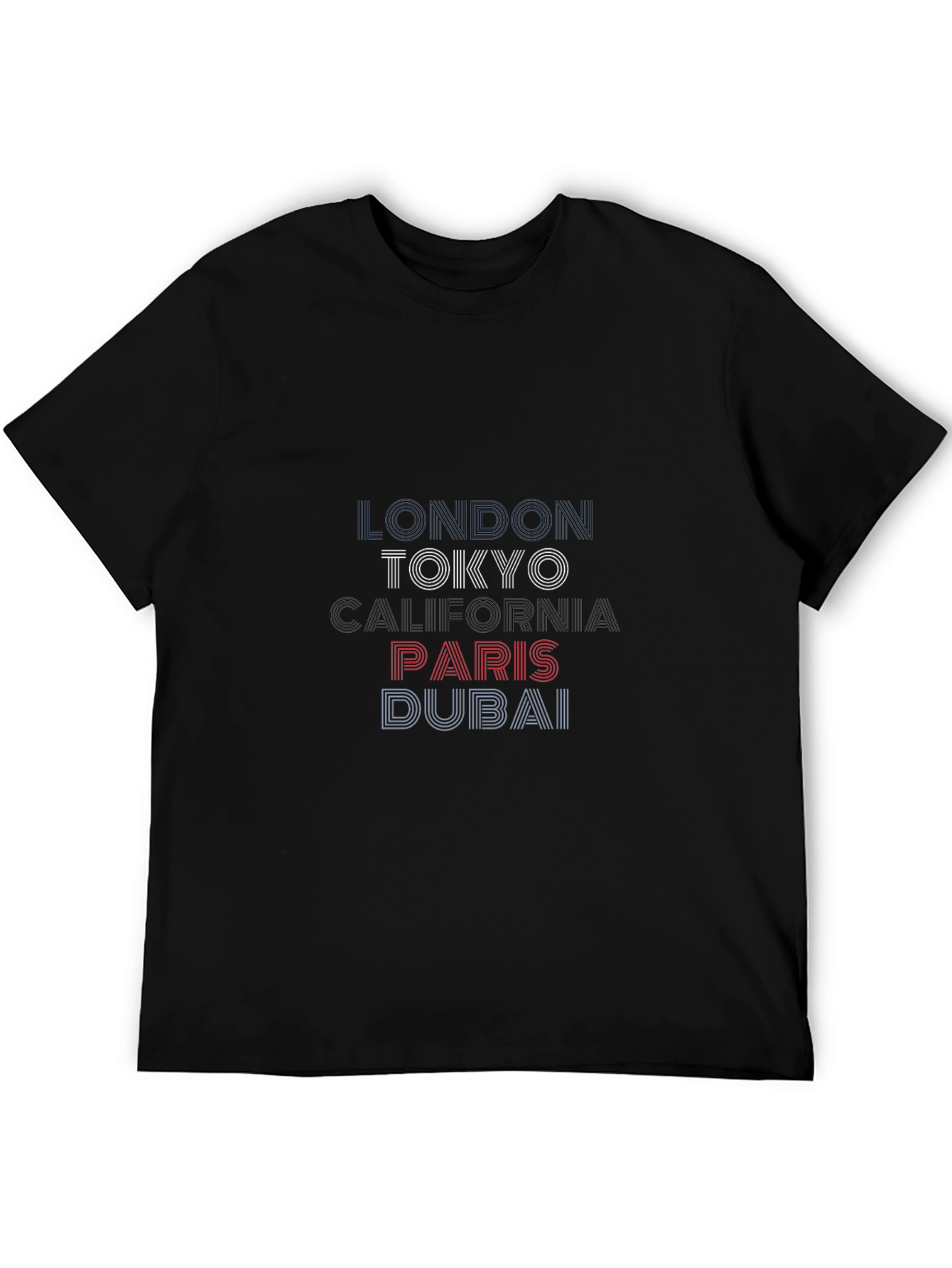 Stylish Cities Graphic Print Mens Black T-Shirt