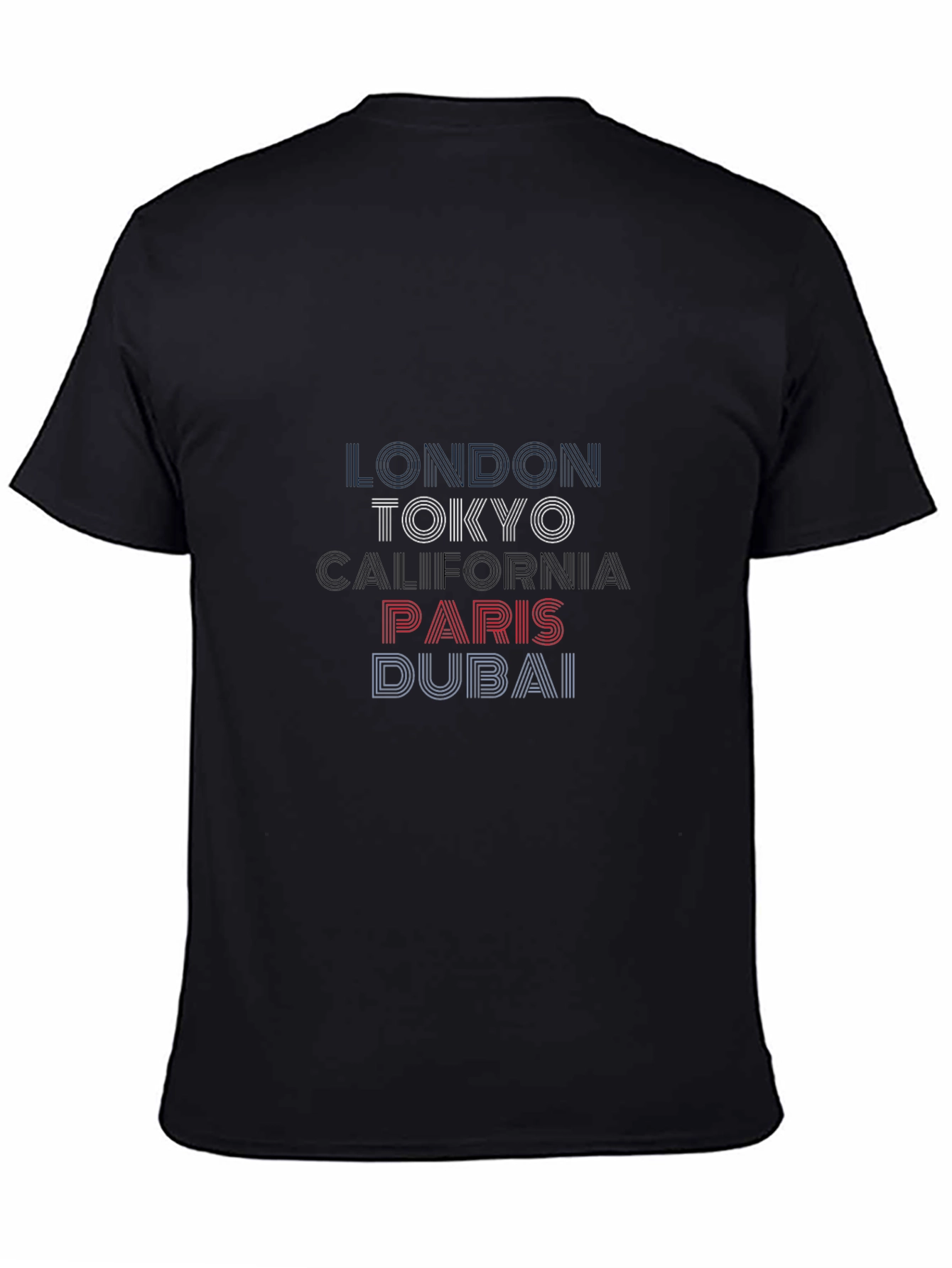 Stylish Cities Graphic Print Mens Black T-Shirt