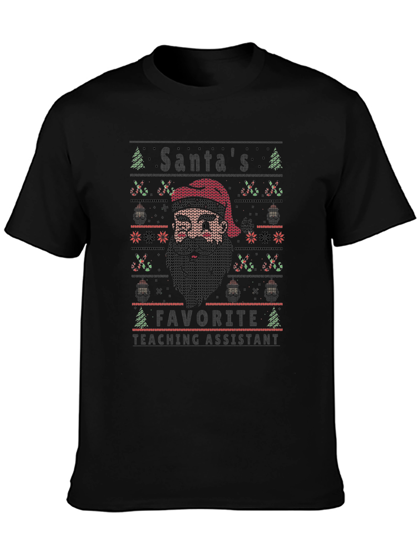 Santas Favorite Teaching Assistant Ugly Christmas T-Shirt