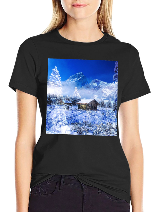 Winter Cabin T-Shirt: Mountain Scenery Tee