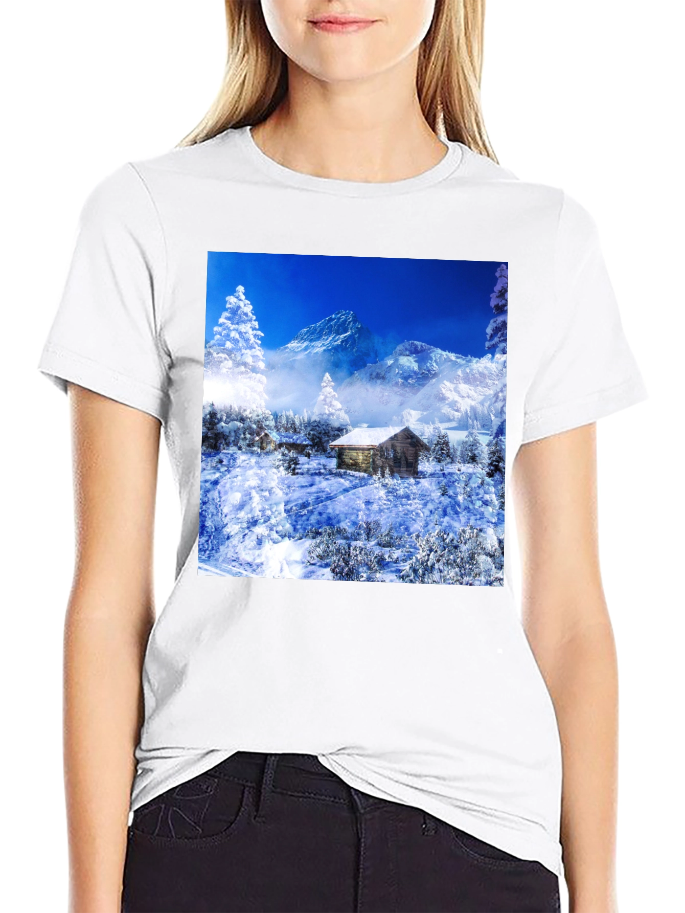 Winter Cabin T-Shirt: Mountain Scenery Tee