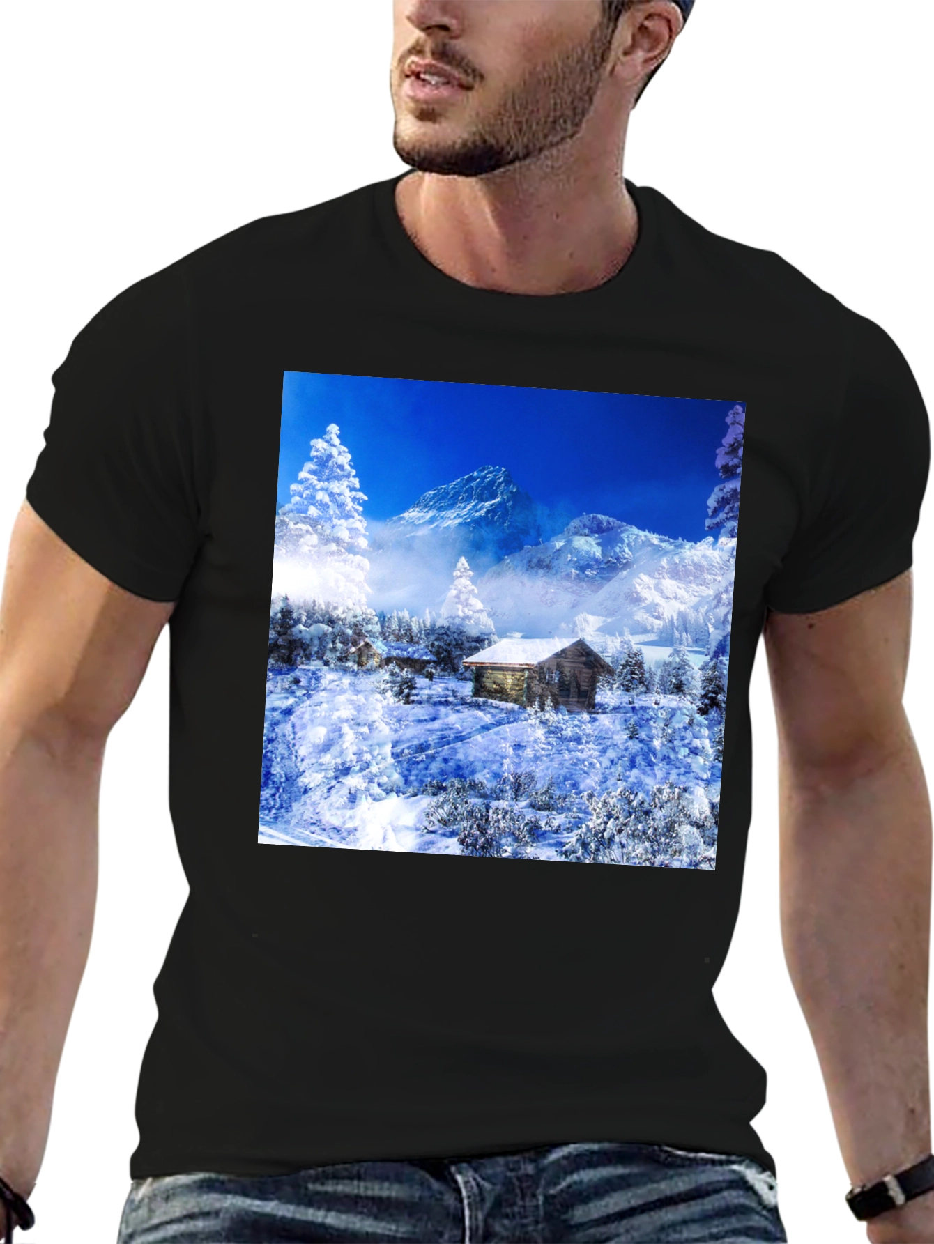 Winter Cabin T-Shirt: Mountain Scenery Tee