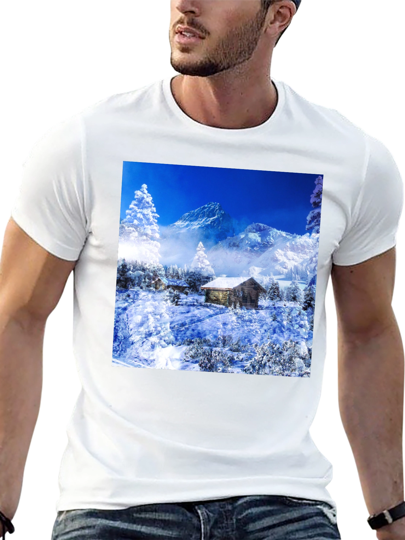 Winter Cabin T-Shirt: Mountain Scenery Tee
