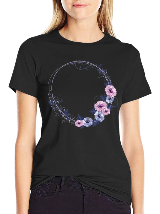 Floral Wreath Graphic T-Shirt - Stylish Comfort