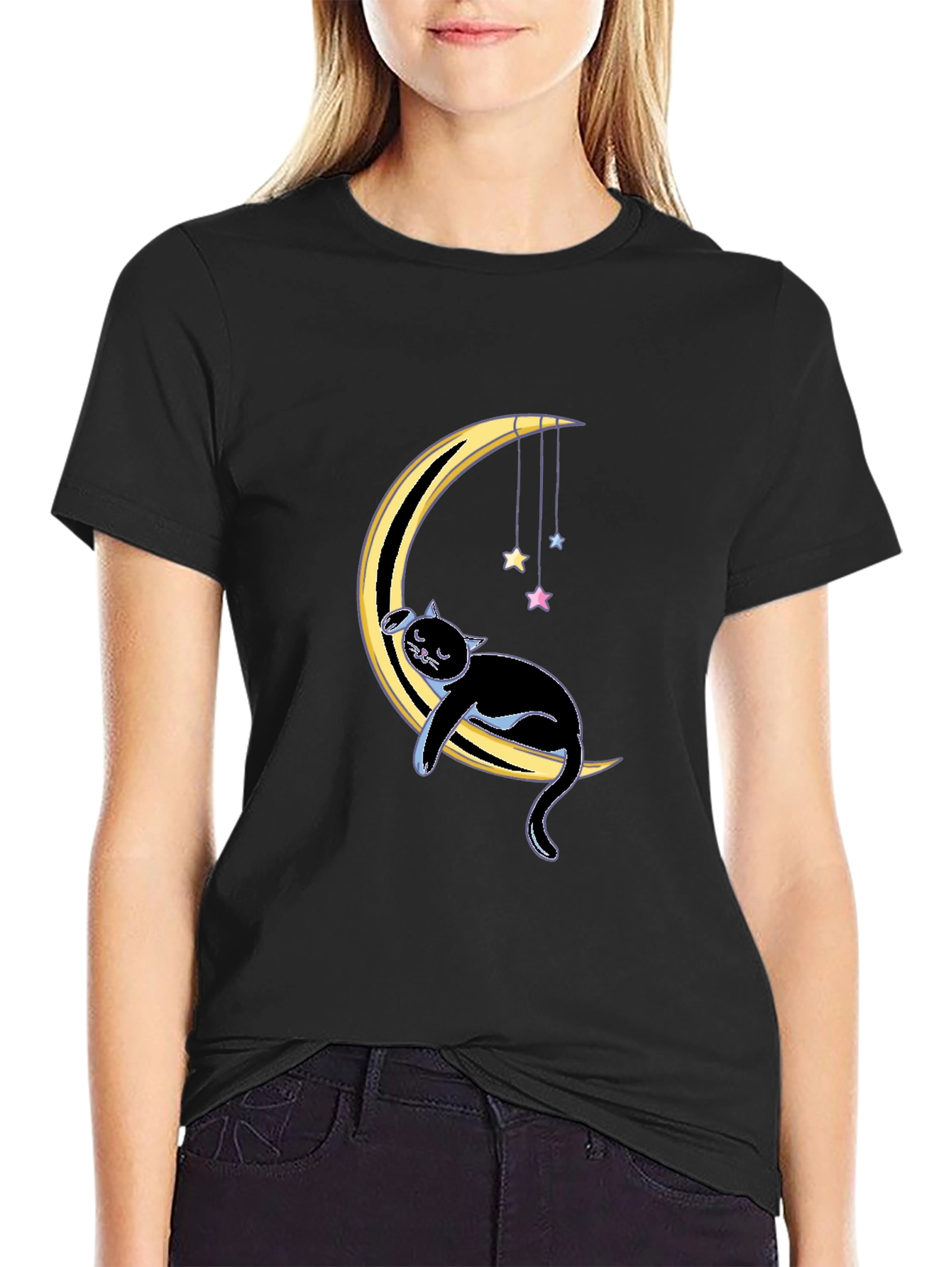 Cat on Moon Graphic Tee
