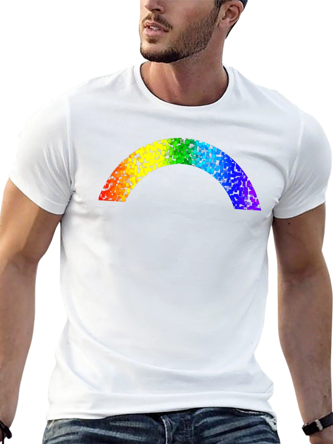 Rainbow Pixel Arch Black T-Shirt