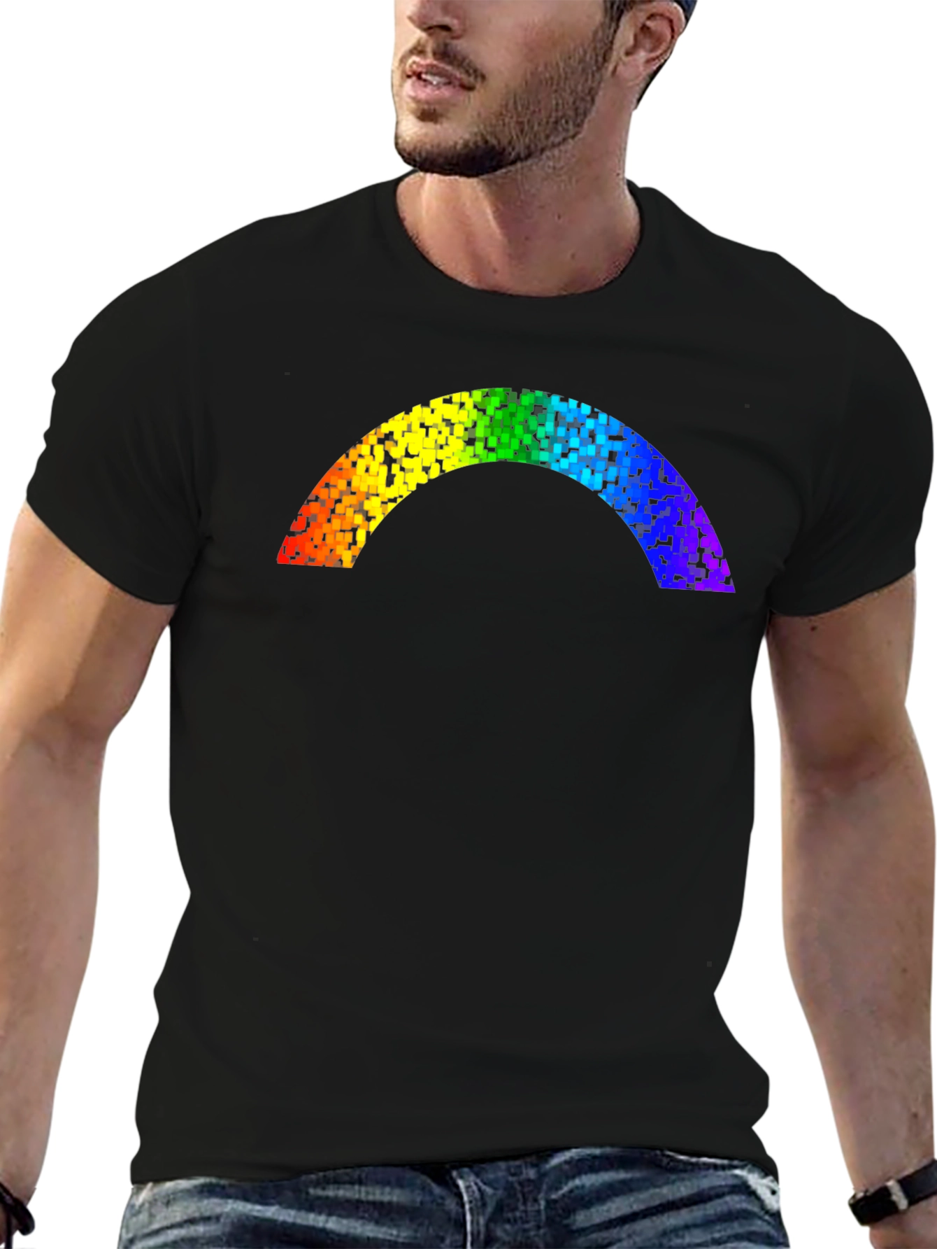 Rainbow Pixel Arch Black T-Shirt