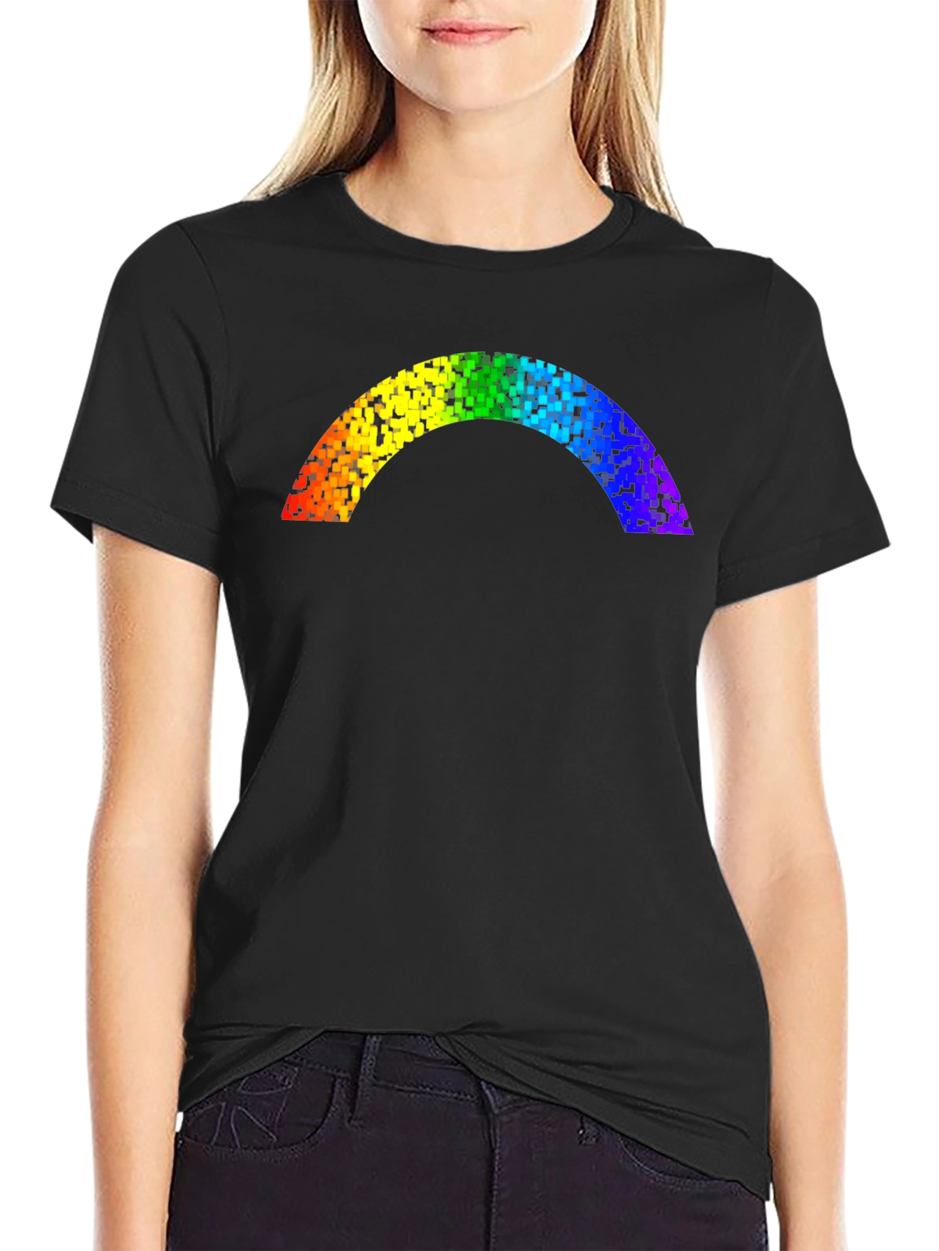 Rainbow Pixel Arch Black T-Shirt
