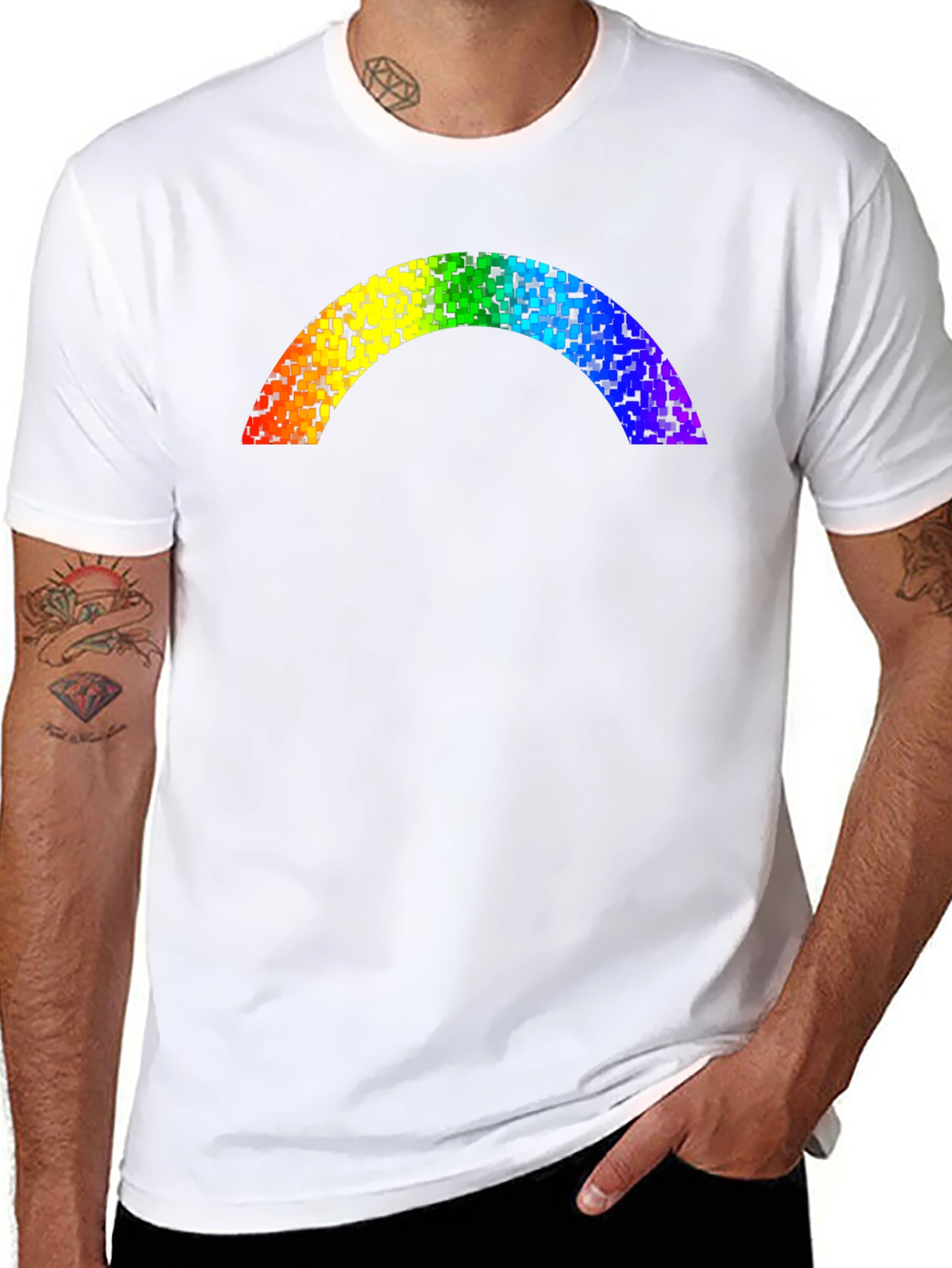 Rainbow Pixel Arch Black T-Shirt