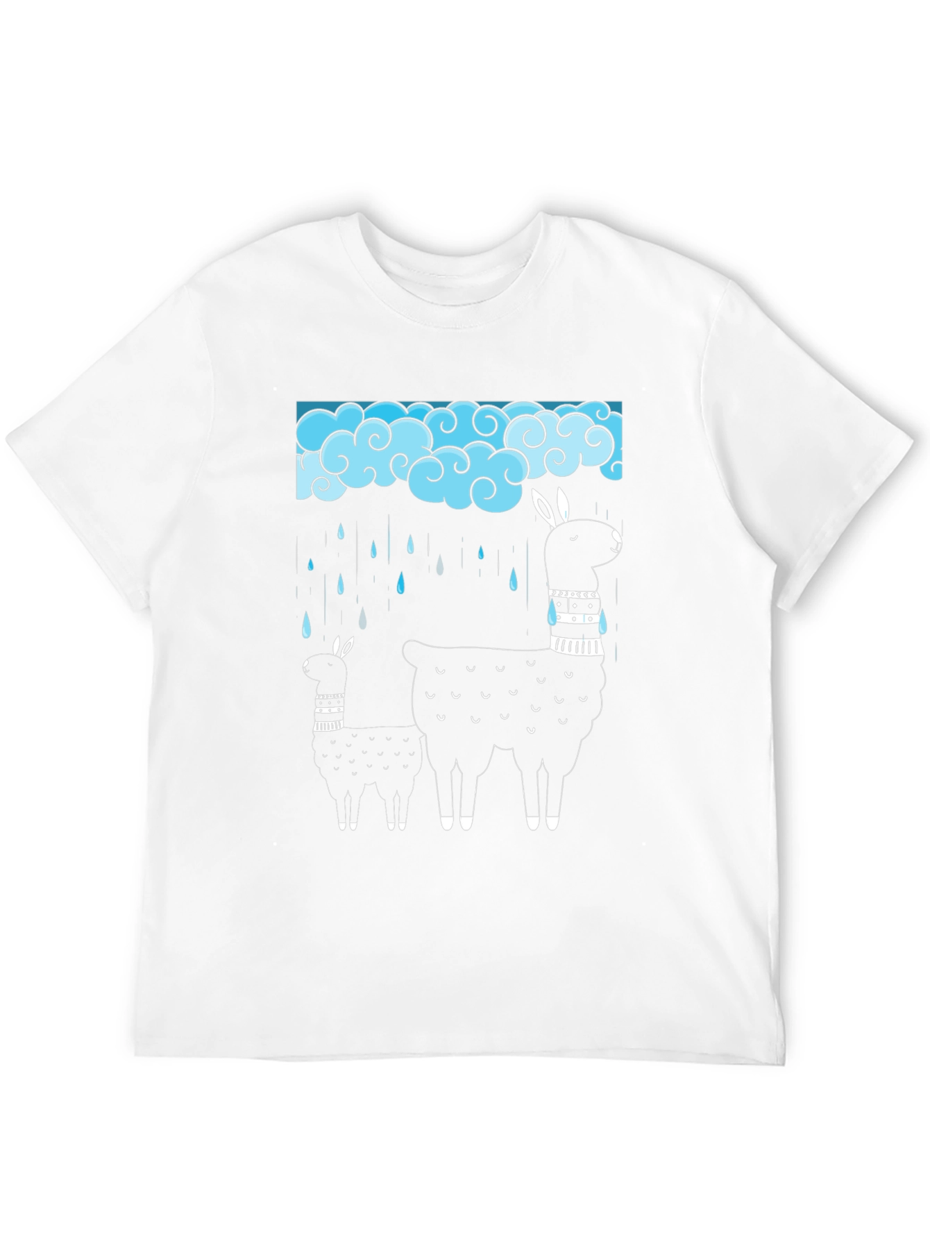 Llama Rain Cloud Graphic Tee - Black Cotton T-Shirt