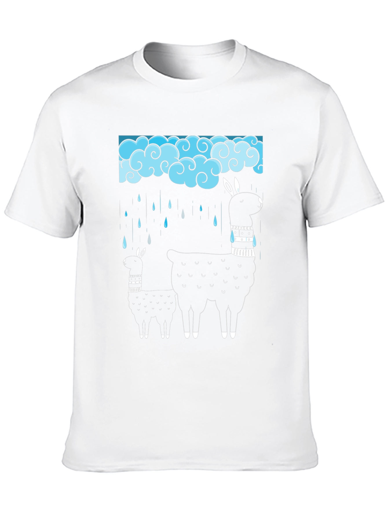Llama Rain Cloud Graphic Tee - Black Cotton T-Shirt