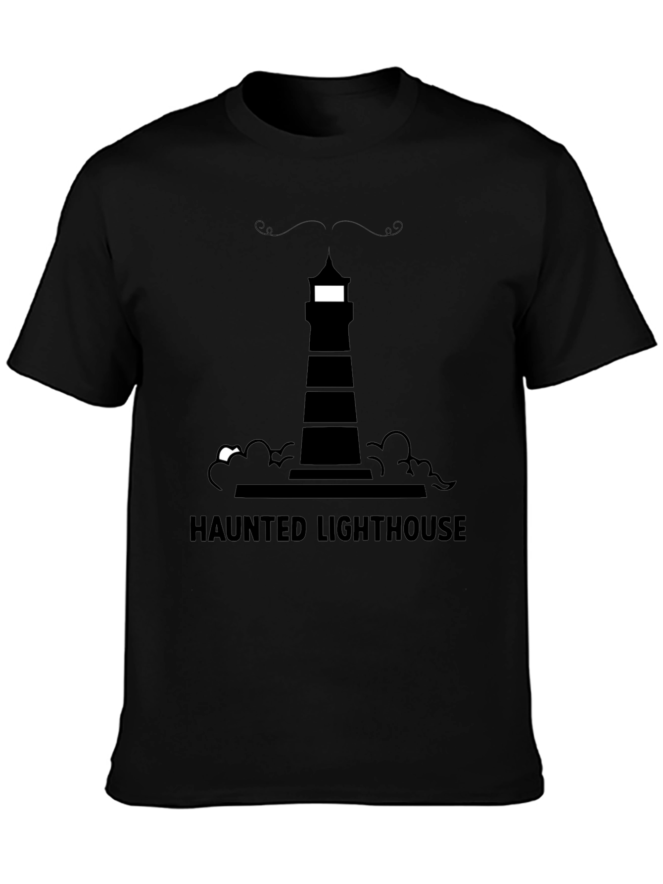 Haunted Lighthouse Graphic Tee - Black