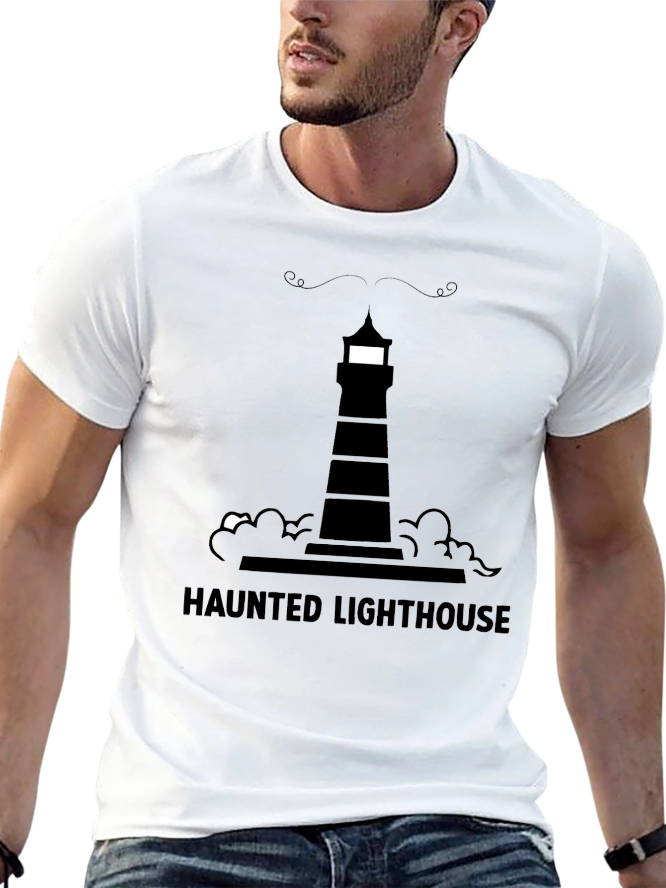 Haunted Lighthouse Graphic Tee - Black