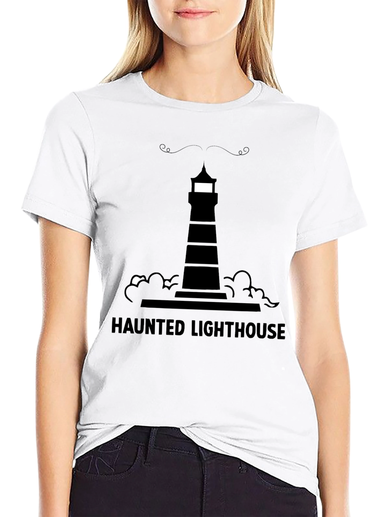 Haunted Lighthouse Graphic Tee - Black
