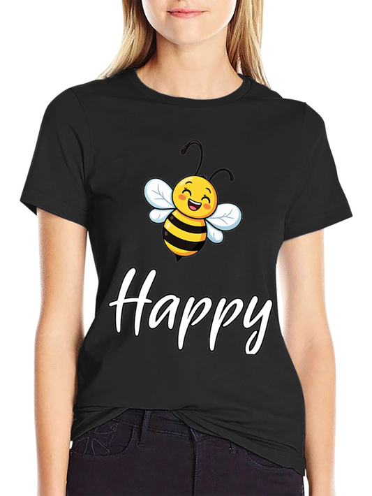 Happy Bee Graphic Tee - Unisex Black T-Shirt