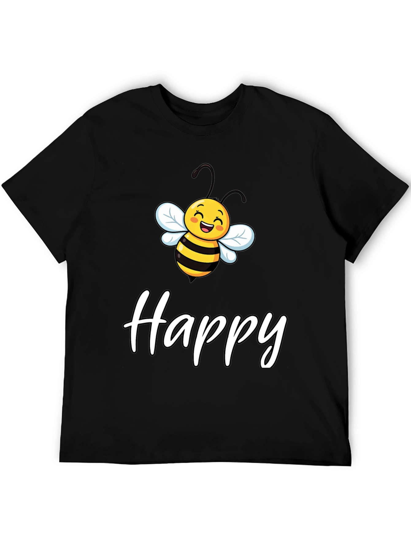 Happy Bee Graphic Tee - Unisex Black T-Shirt