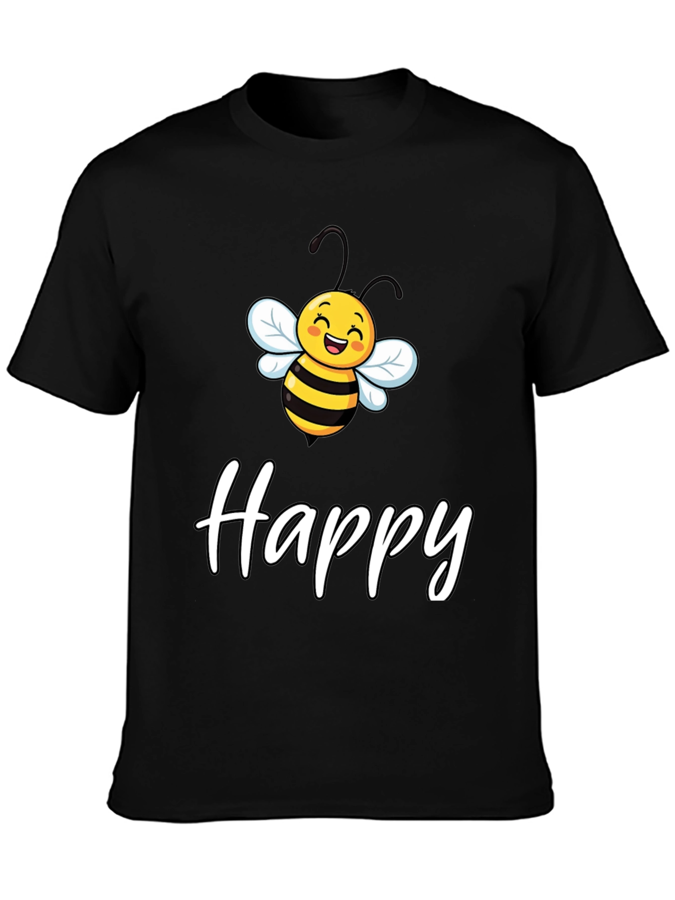 Happy Bee Graphic Tee - Unisex Black T-Shirt